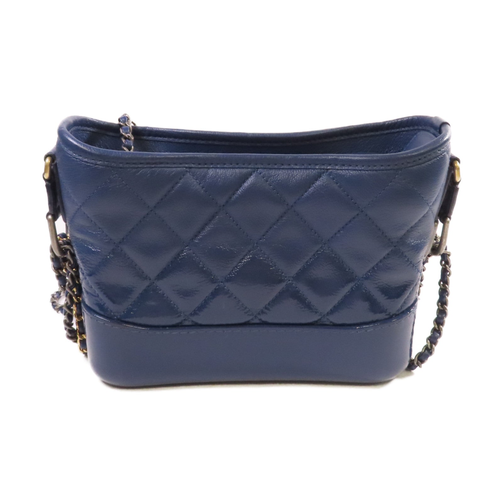 CHANEL 菱格牛皮皮革Gabrielle Small Chain Shoulder Bag鏈帶肩背袋藍色