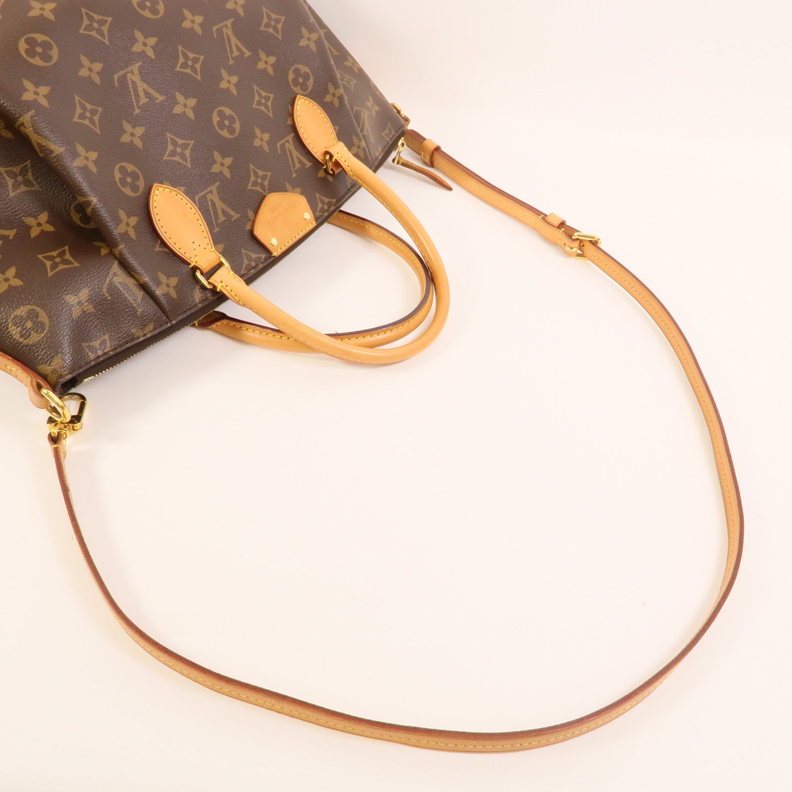 LOUIS VUITTON Monogram Turenne MM金扣手挽肩背兩用袋棕色