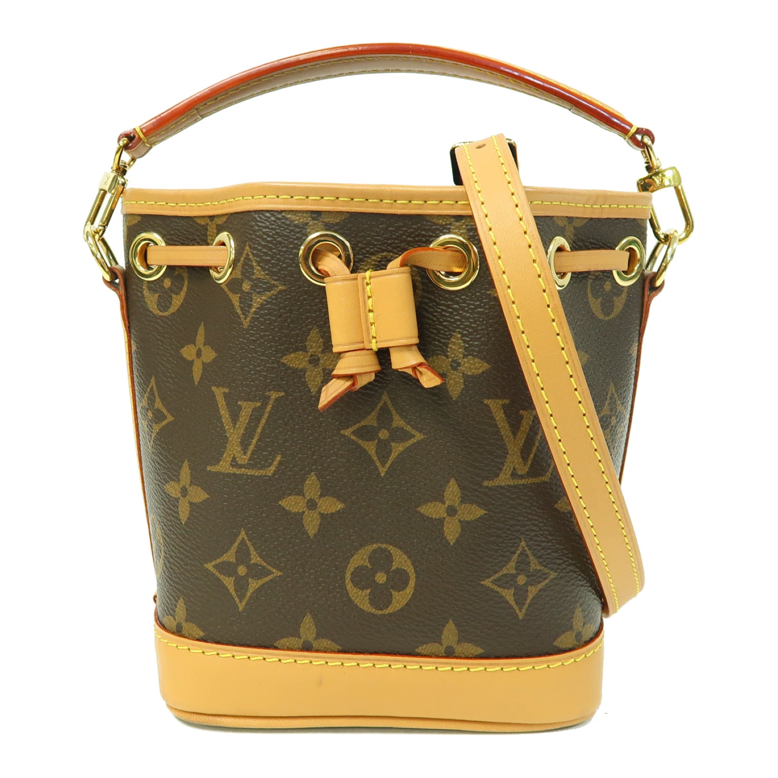 LOUIS VUITTON Monogram Nano Noe金扣手挽肩背兩用袋啡色