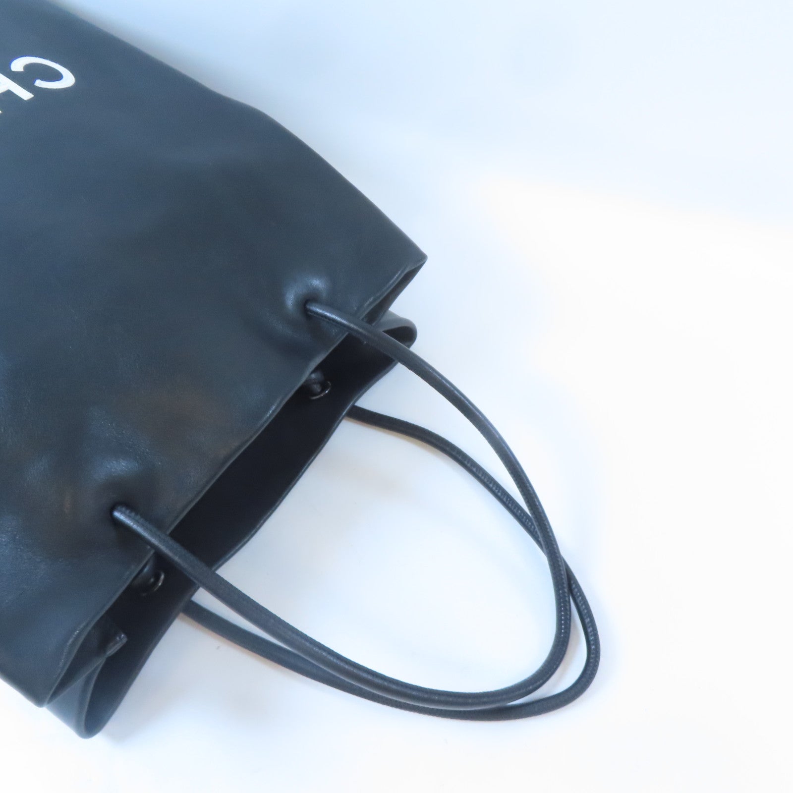 CHANEL 牛皮皮革Totebag銀扣手挽袋黑色