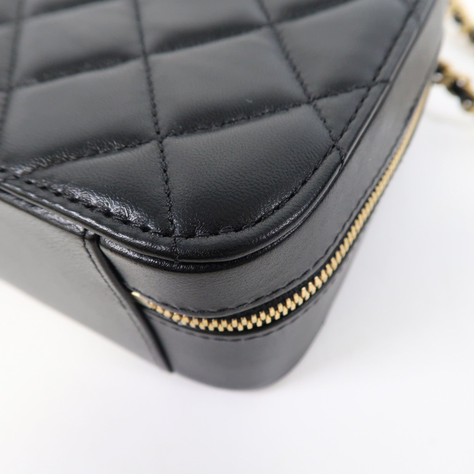 CHANEL 菱格羊皮皮革Shoulder Bag金扣手挽肩背兩用袋黑色