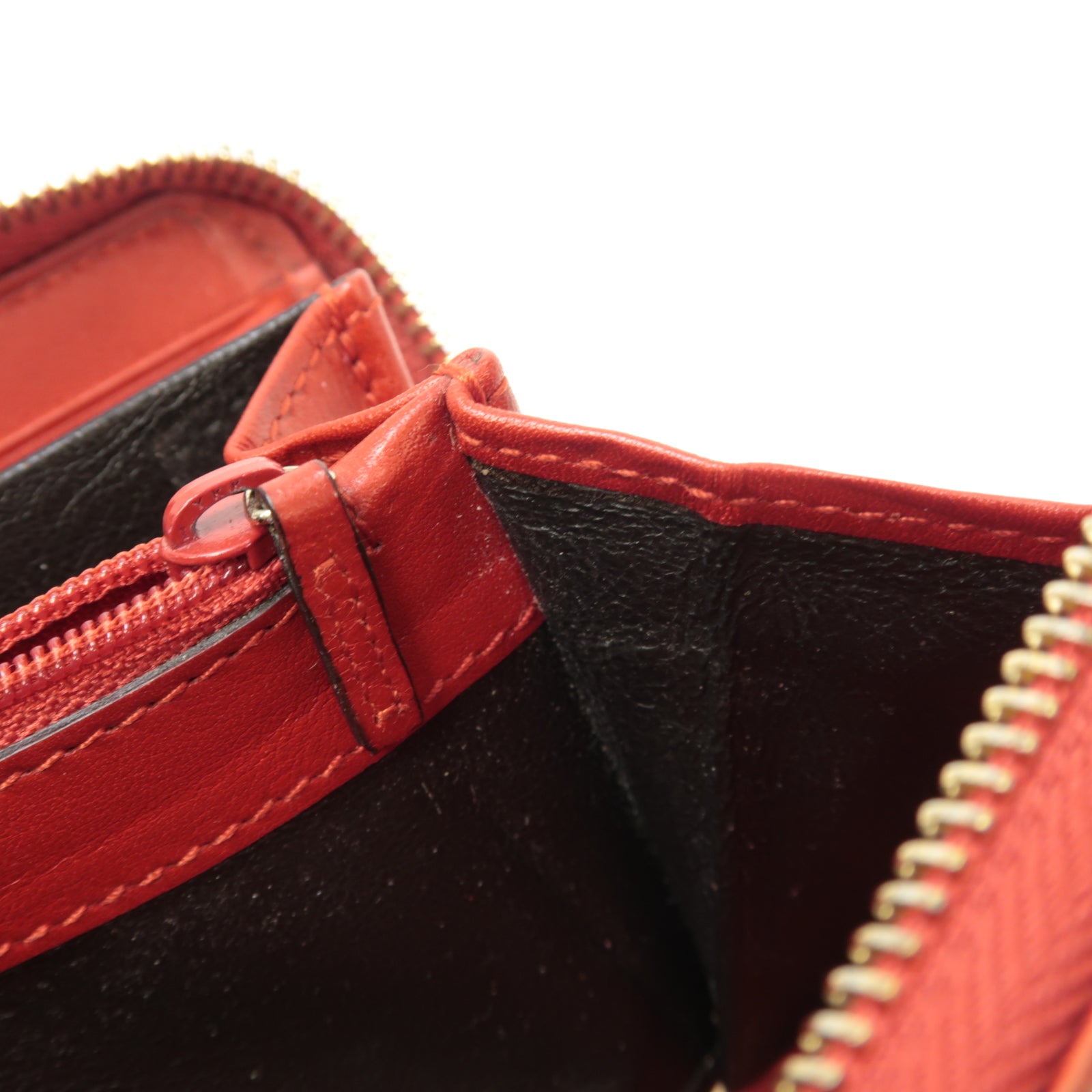 GUCCI 【激減優惠】牛皮皮革Zipped Long Wallet金扣長錢包紅色