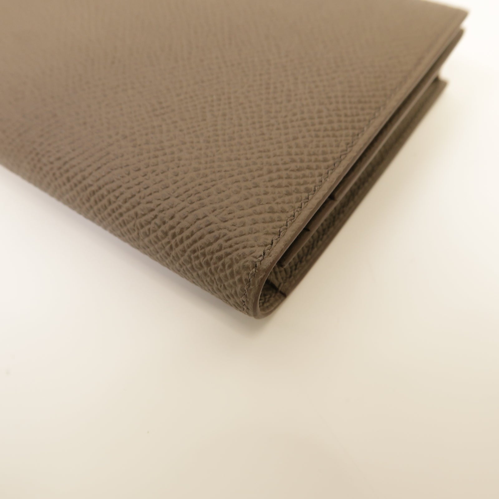 HERMES Epsom皮革Bearn Wallet金扣長錢包灰色