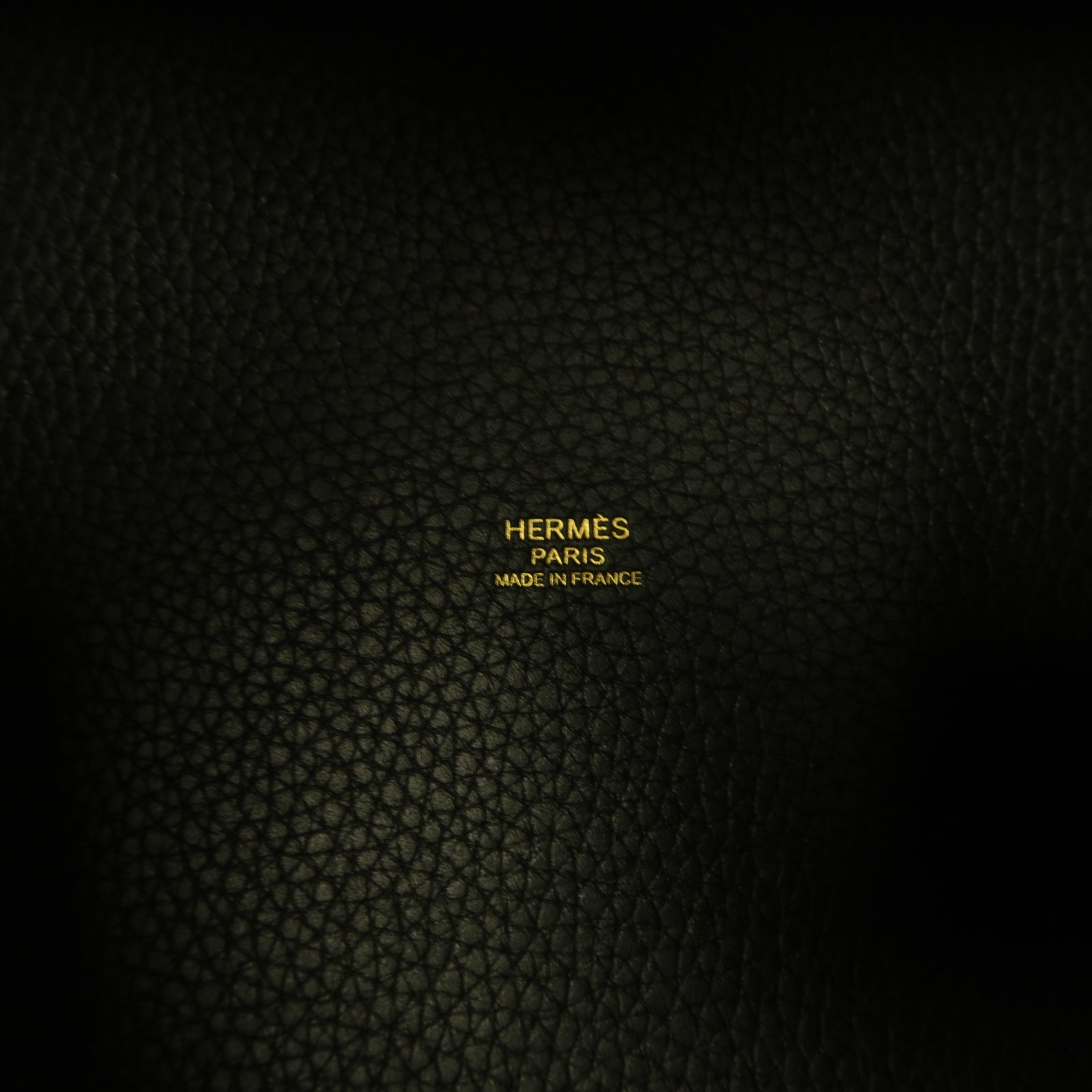 HERMES Clemence皮革Picotin MM金扣手挽袋Noir黑色
