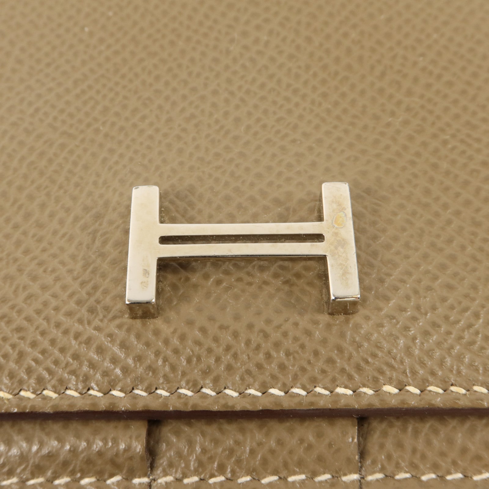 HERMES Epsom皮革Bearn Long Wallet銀扣長錢包Etoupe