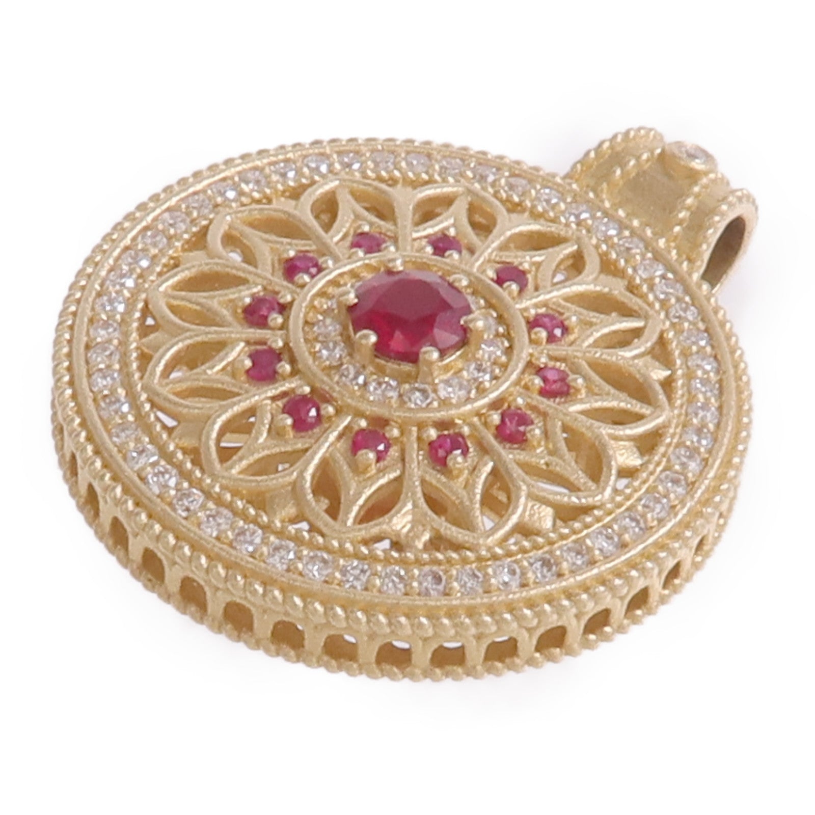JEWELRY 18K黃金Ruby Pendant Top紅寶石/鑽石吊墜