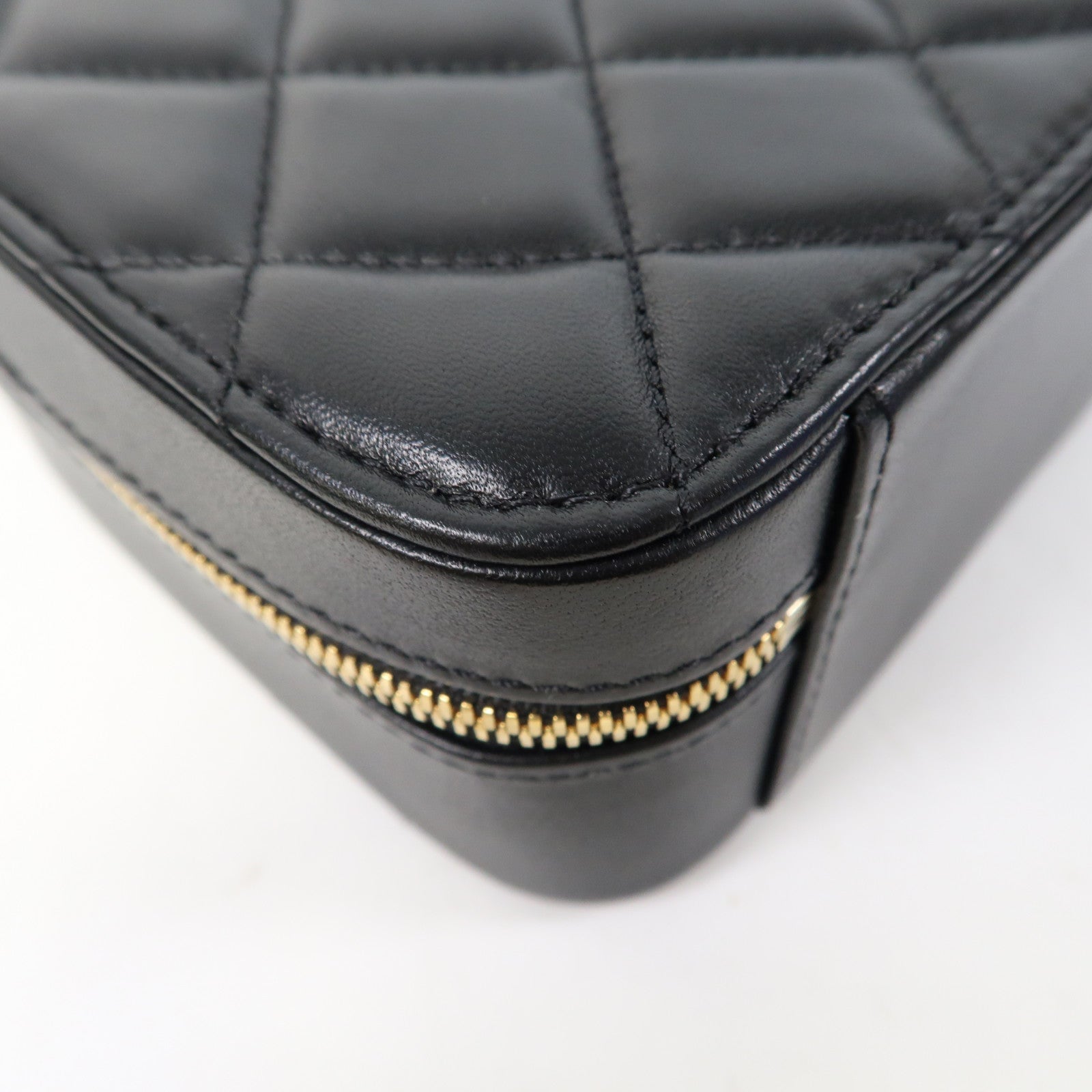 CHANEL 菱格羊皮皮革Shoulder Bag金扣手挽肩背兩用袋黑色