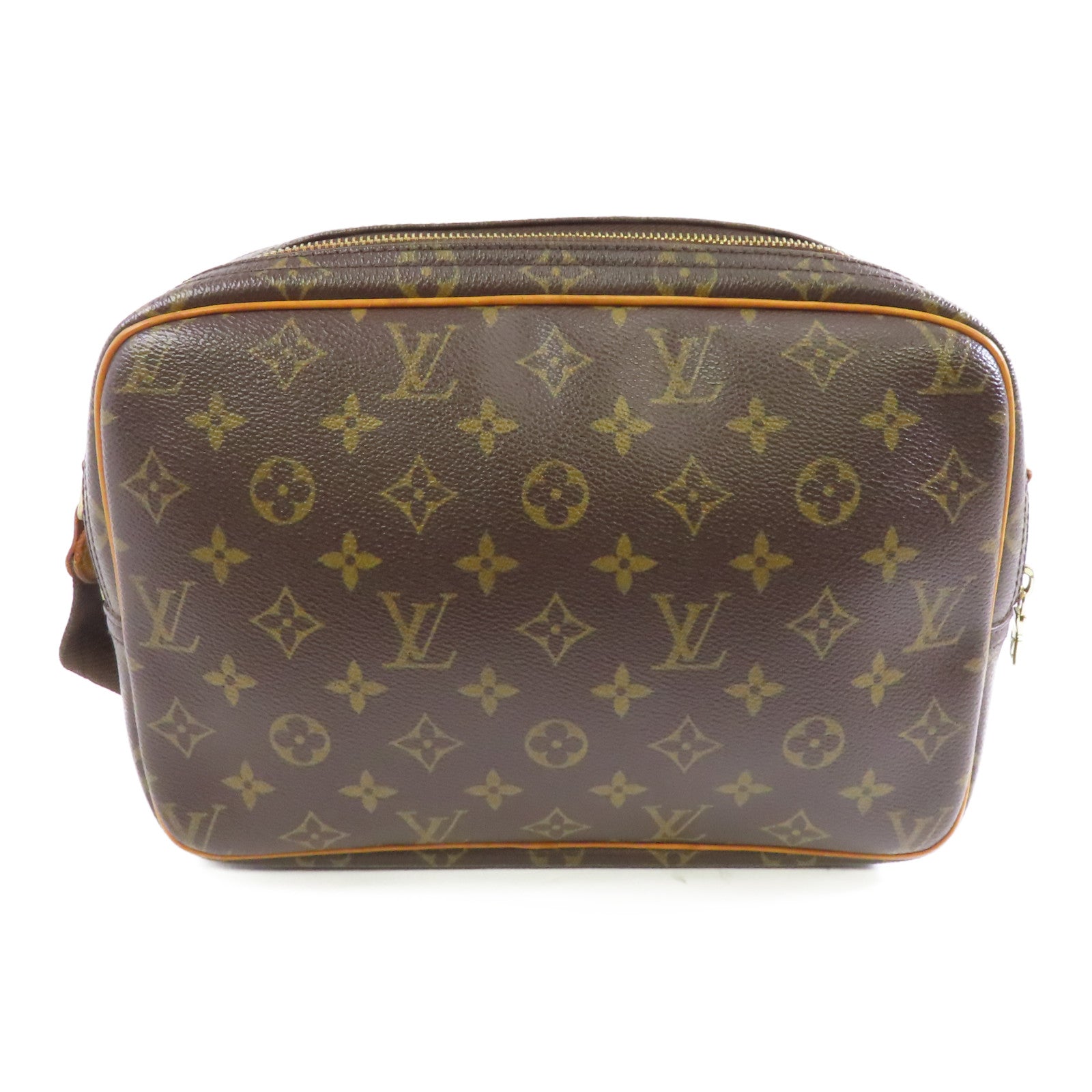 LOUIS VUITTON Monogram Reporter PM金扣肩背袋棕色