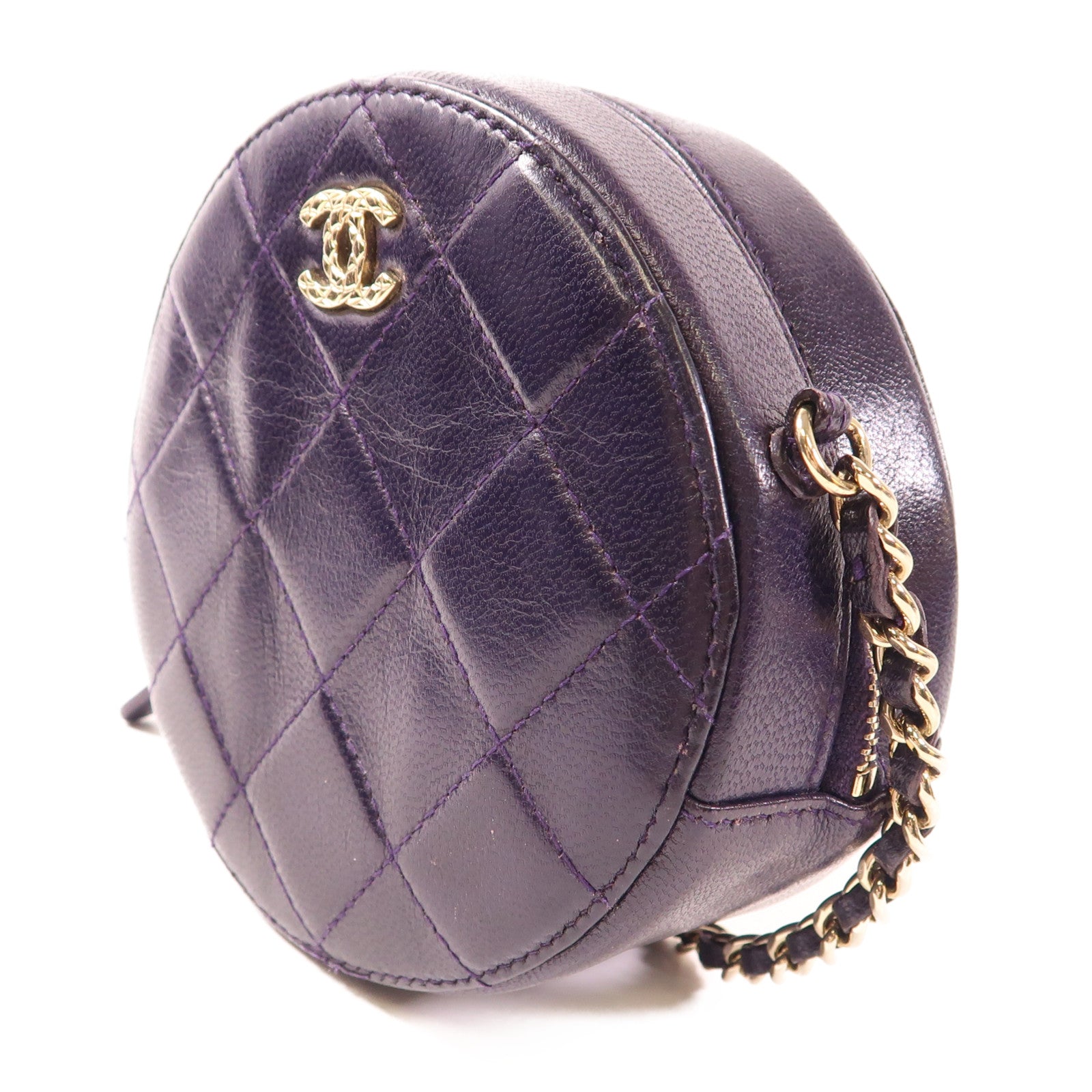 CHANEL 牛皮皮革Chain Shoulder金扣鏈帶肩背袋