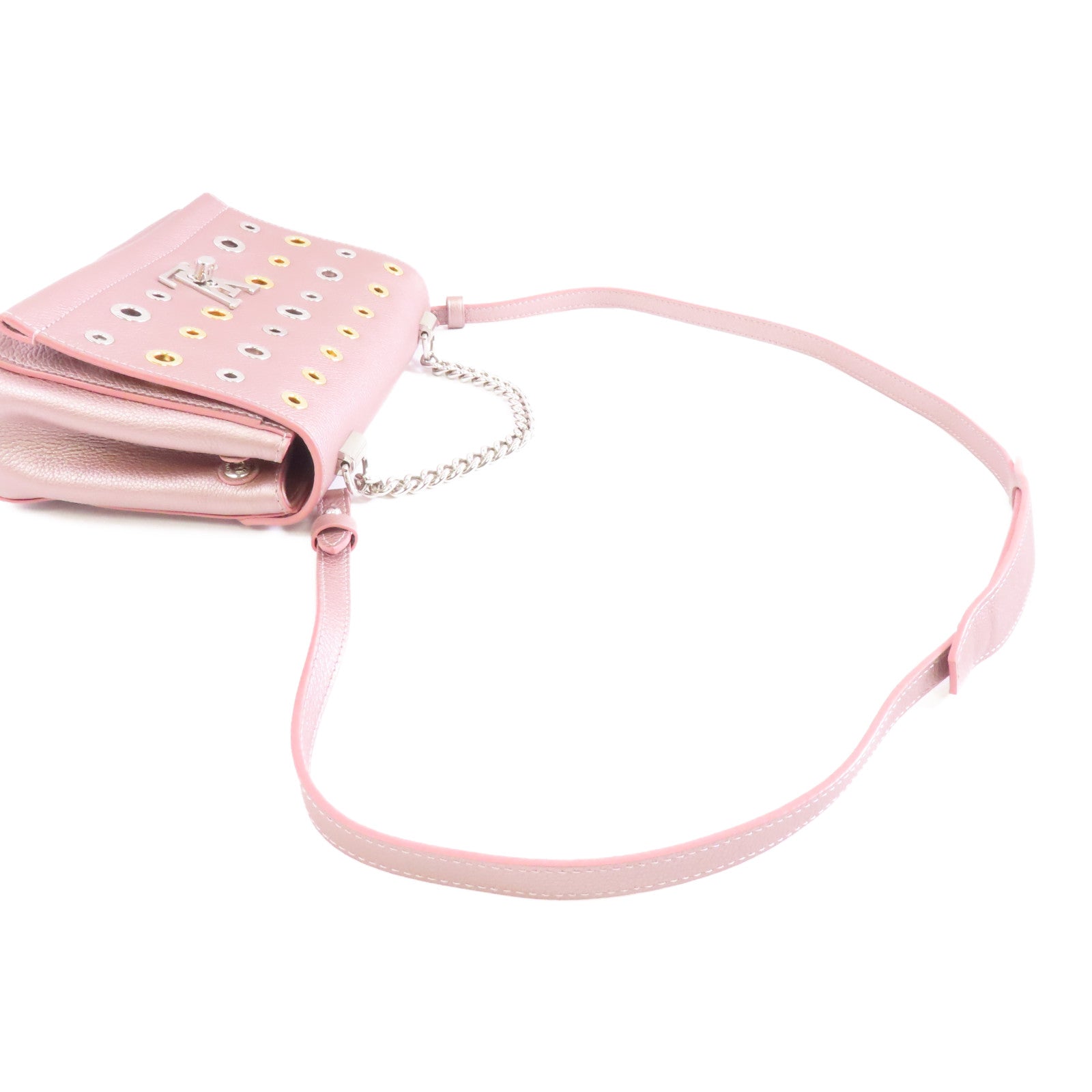 LOUIS VUITTON 【激減優惠】牛皮皮革Lockme BB II銀扣手挽肩背兩用袋粉紅色
