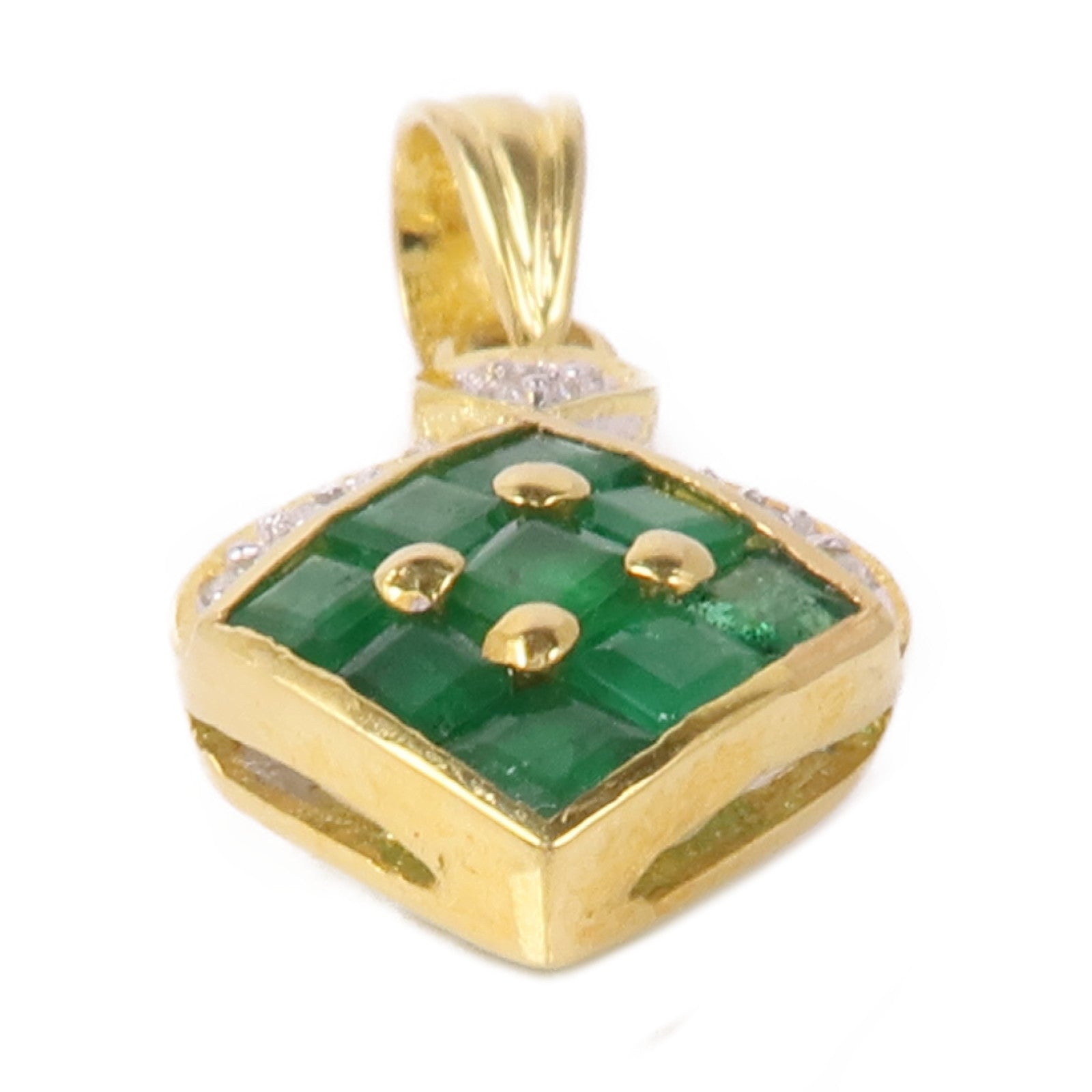 JEWELRY 18K黃金Emerald/Diamond Pendant Top綠寶石/鑽石吊墜