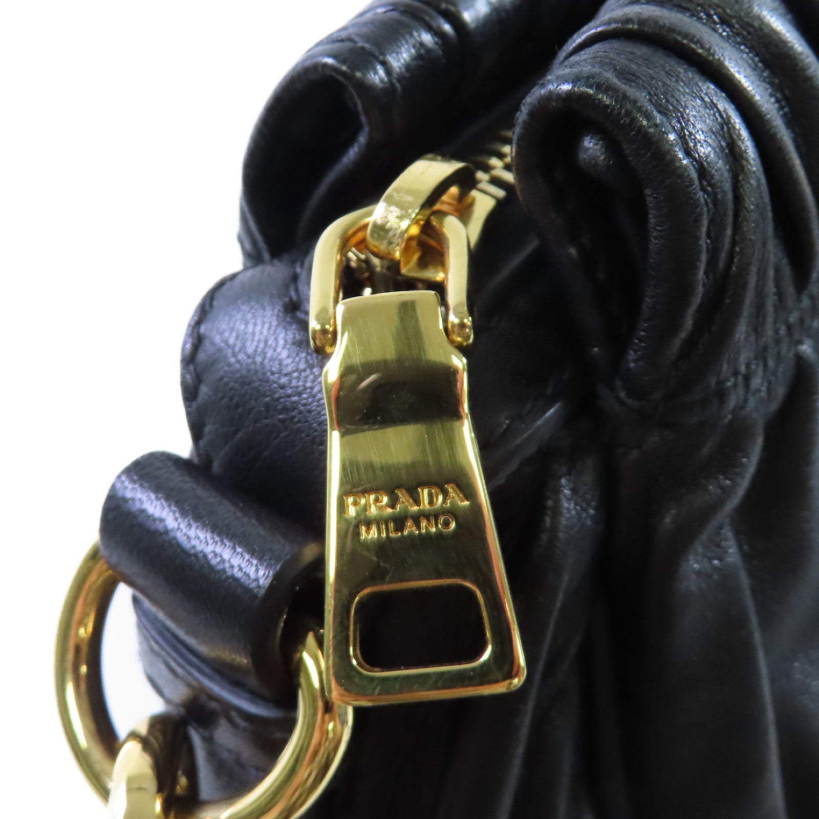 PRADA 羊皮皮革Nappa Gauffre 2Way Shoulder Bag金扣手挽肩背兩用袋黑色