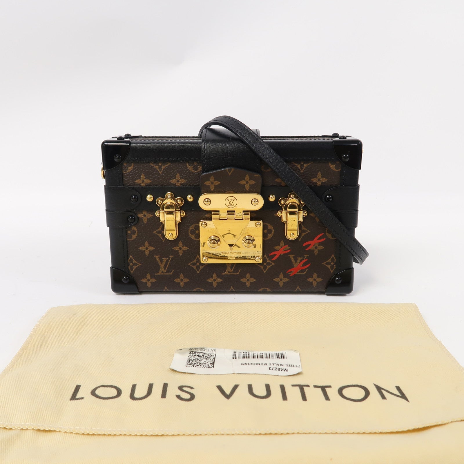 LOUIS VUITTON Monogram Petite Malle金扣肩背袋啡色