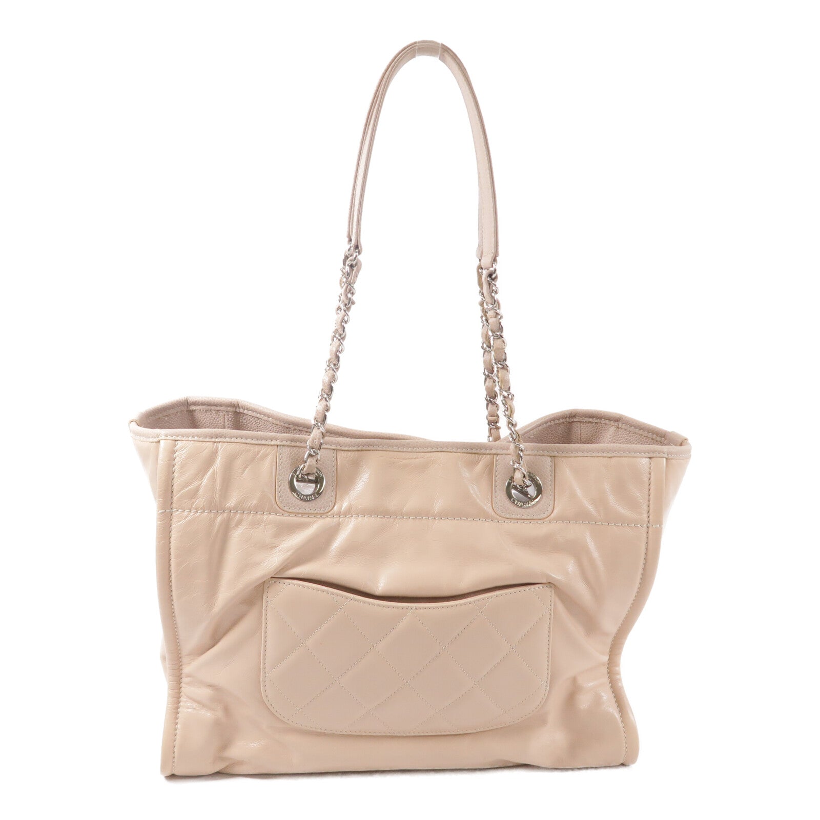 CHANEL 牛皮皮革Deauville Tote Medium鏈帶手挽袋