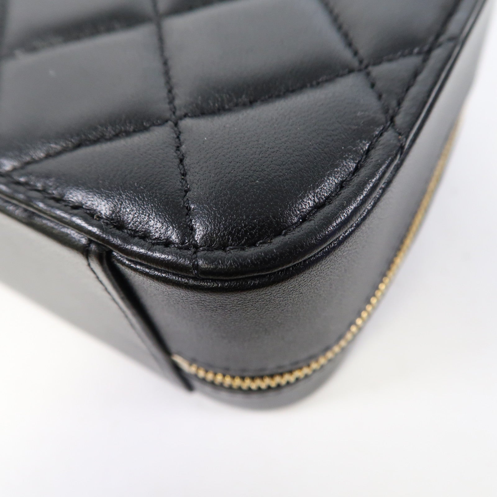 CHANEL 菱格羊皮皮革Shoulder Bag金扣手挽肩背兩用袋黑色