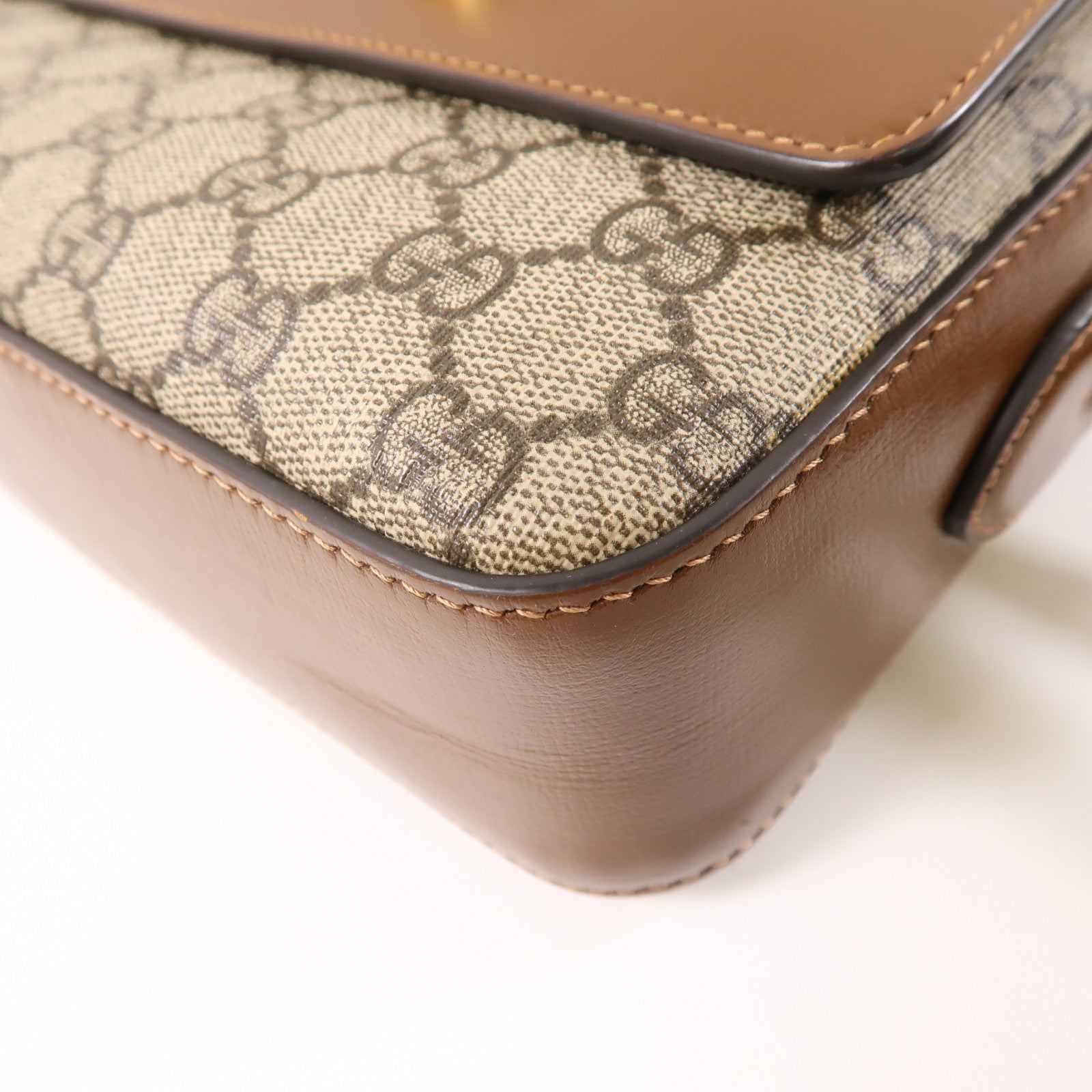 GUCCI 塗層帆布Shoulder Bag金扣肩背袋啡色
