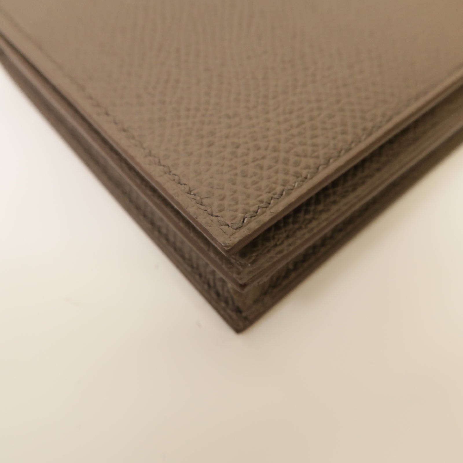 HERMES Epsom皮革Bearn Wallet金扣長錢包灰色