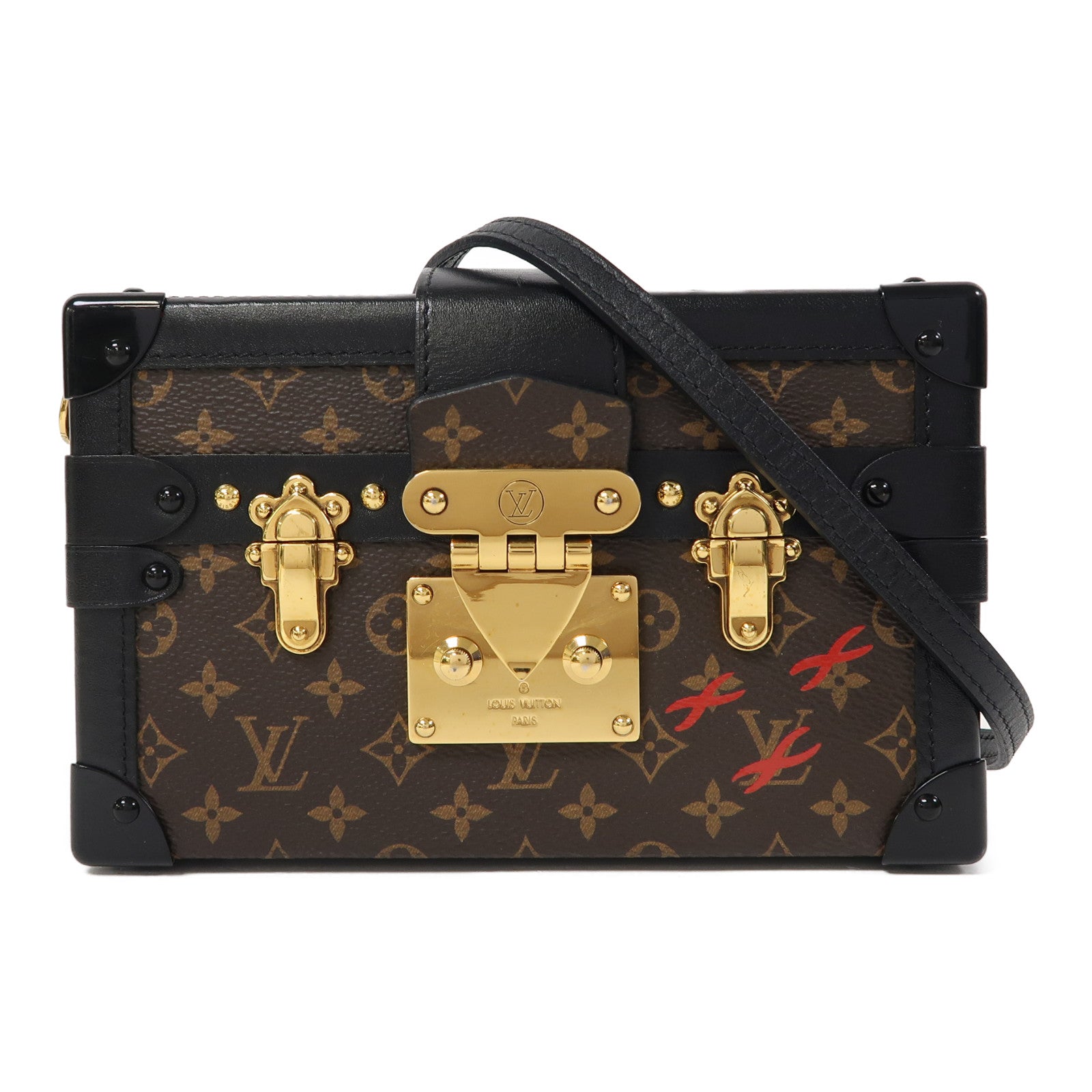 LOUIS VUITTON Monogram Petite Malle金扣肩背袋啡色