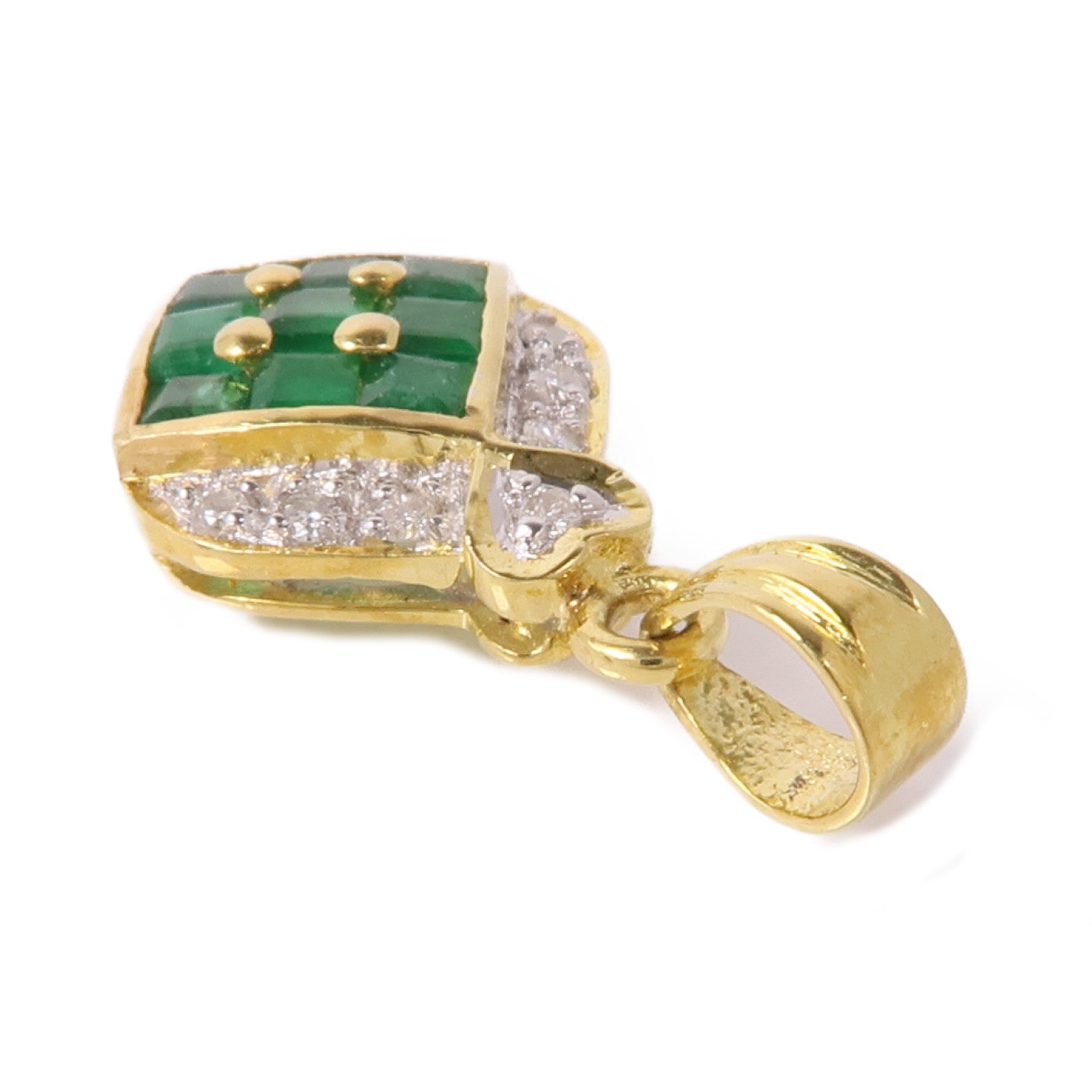 JEWELRY 18K黃金Emerald/Diamond Pendant Top綠寶石/鑽石吊墜