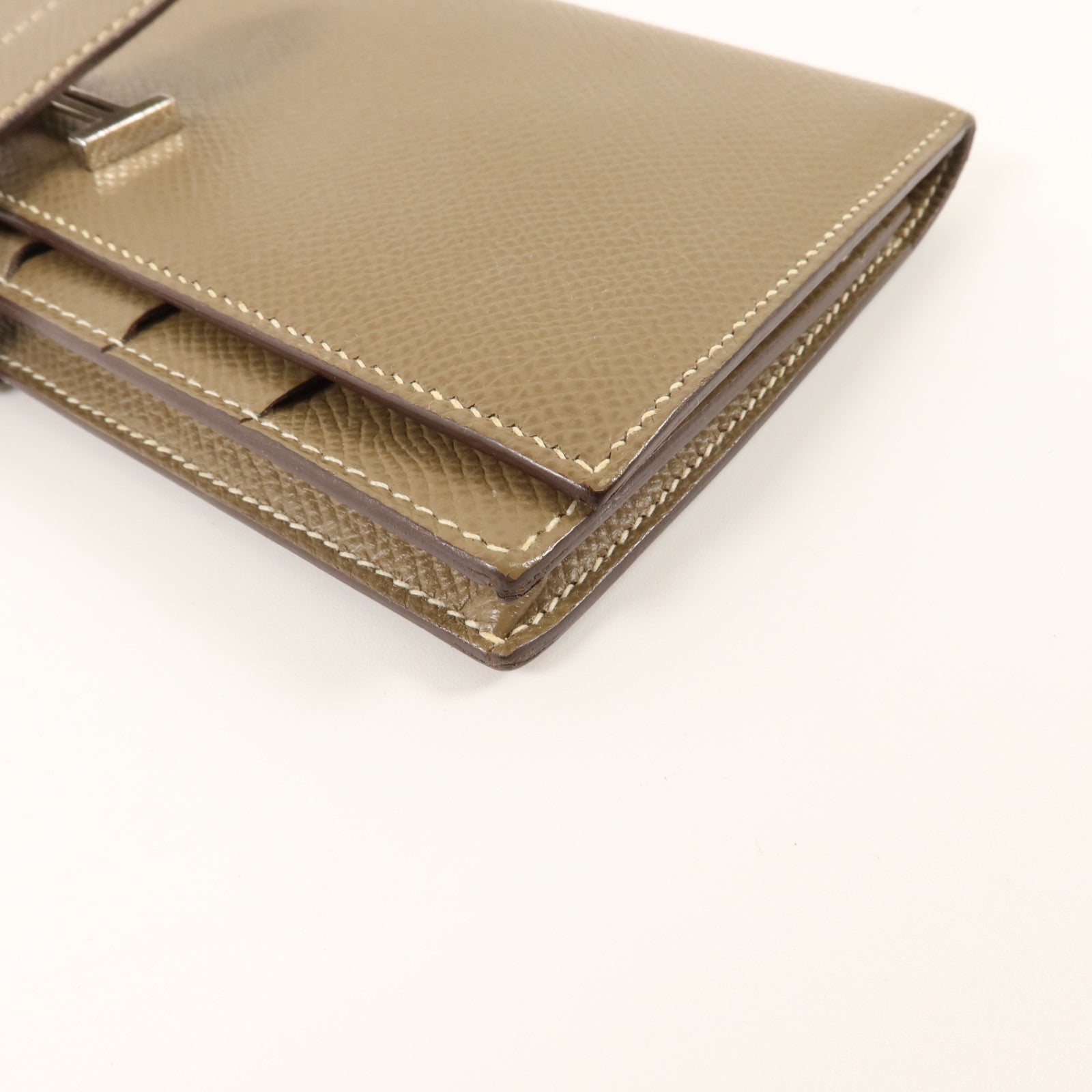 HERMES Epsom皮革Bearn Long Wallet銀扣長錢包Etoupe