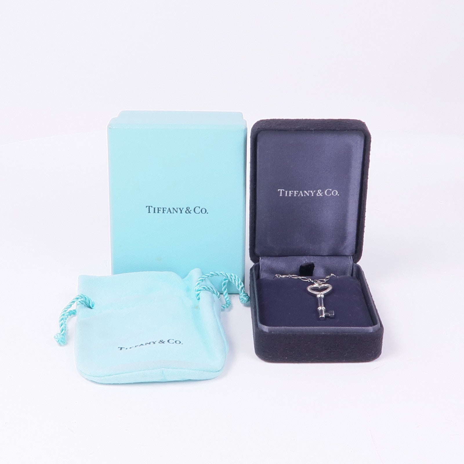 TIFFANY＆CO 18K白金Heart Key Necklace項鍊