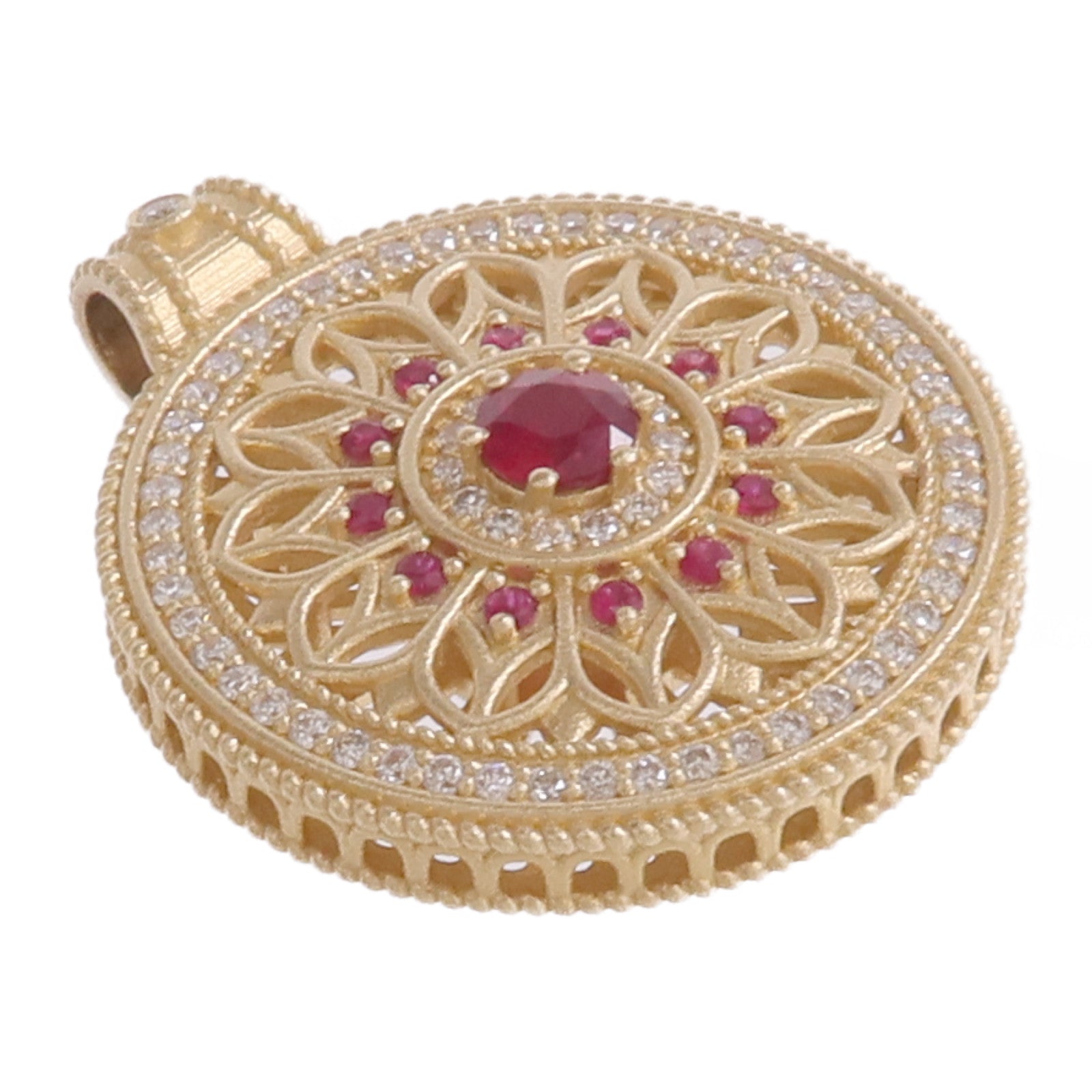 JEWELRY 18K黃金Ruby Pendant Top紅寶石/鑽石吊墜