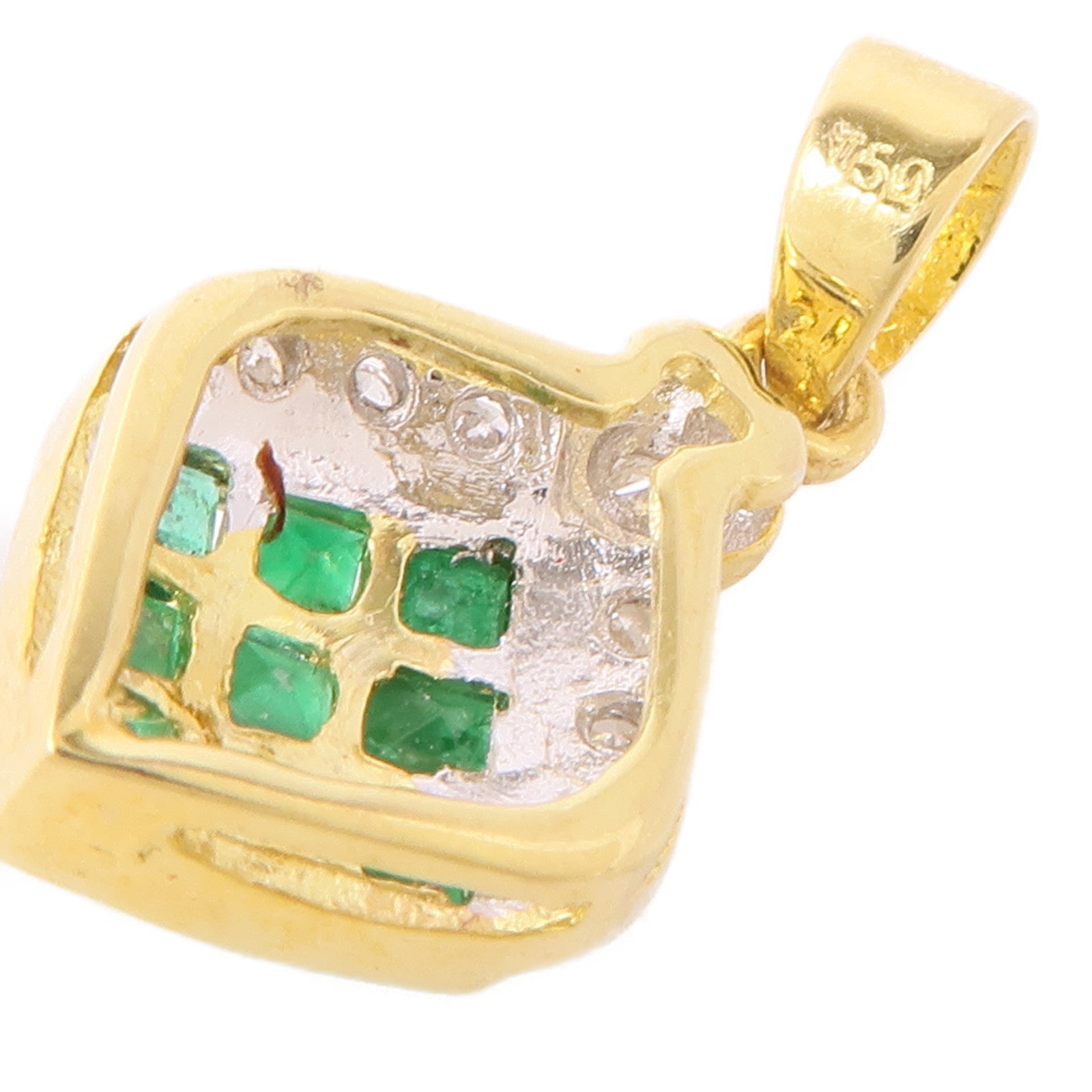 JEWELRY 18K黃金Emerald/Diamond Pendant Top綠寶石/鑽石吊墜