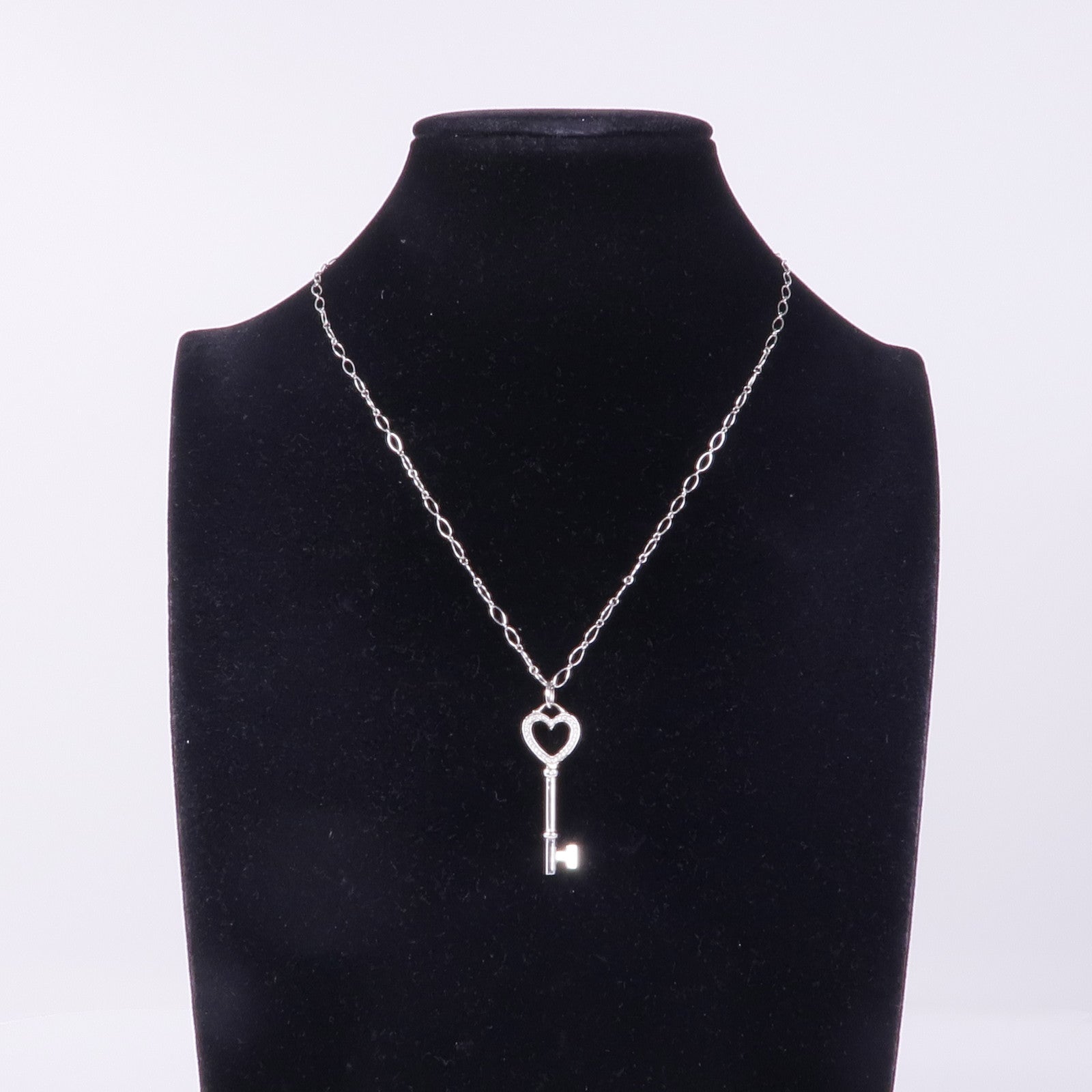 TIFFANY＆CO 18K白金Heart Key Necklace項鍊