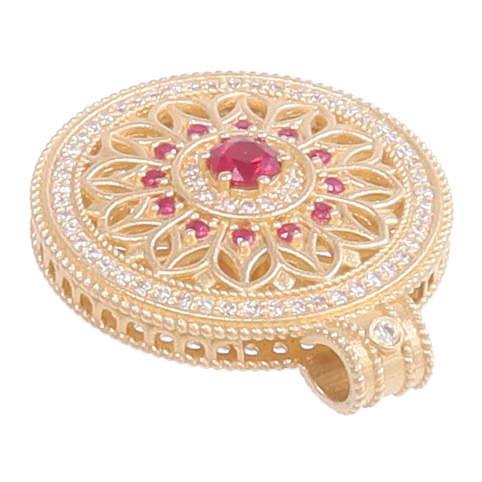 JEWELRY 18K黃金Ruby Pendant Top紅寶石/鑽石吊墜