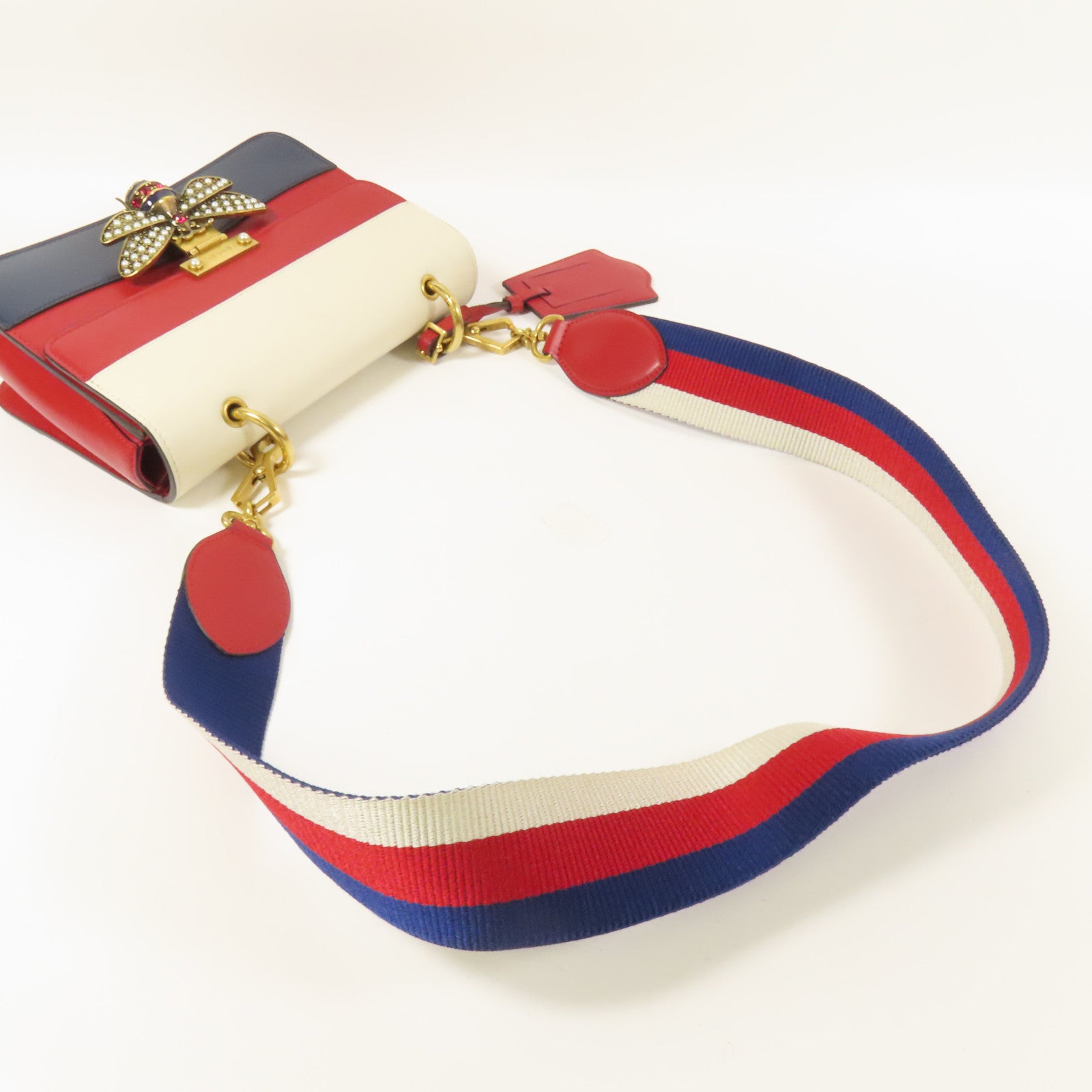 GUCCI 【激減優惠】牛皮皮革Queen Margaret Bee金扣肩背袋