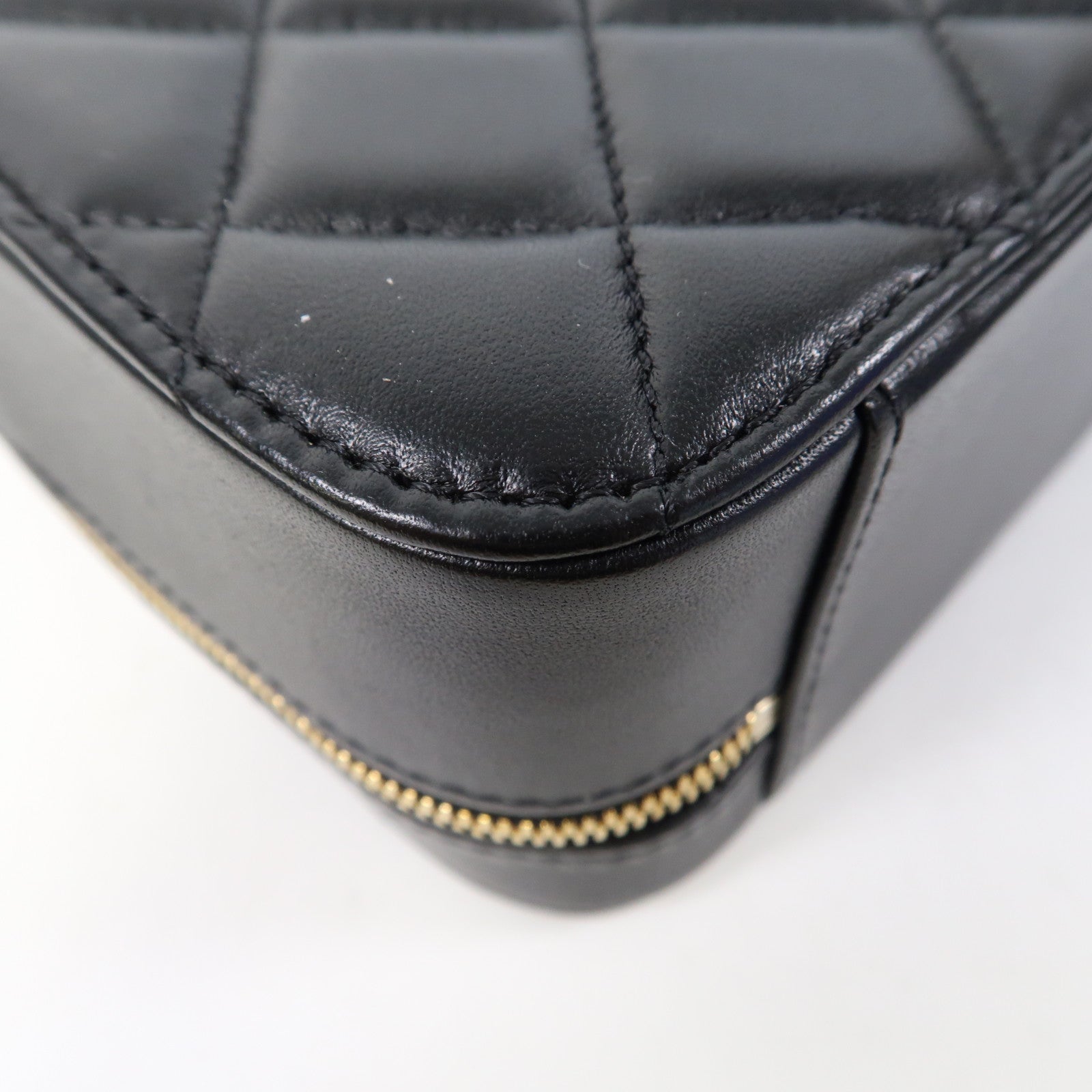 CHANEL 菱格羊皮皮革Shoulder Bag金扣手挽肩背兩用袋黑色