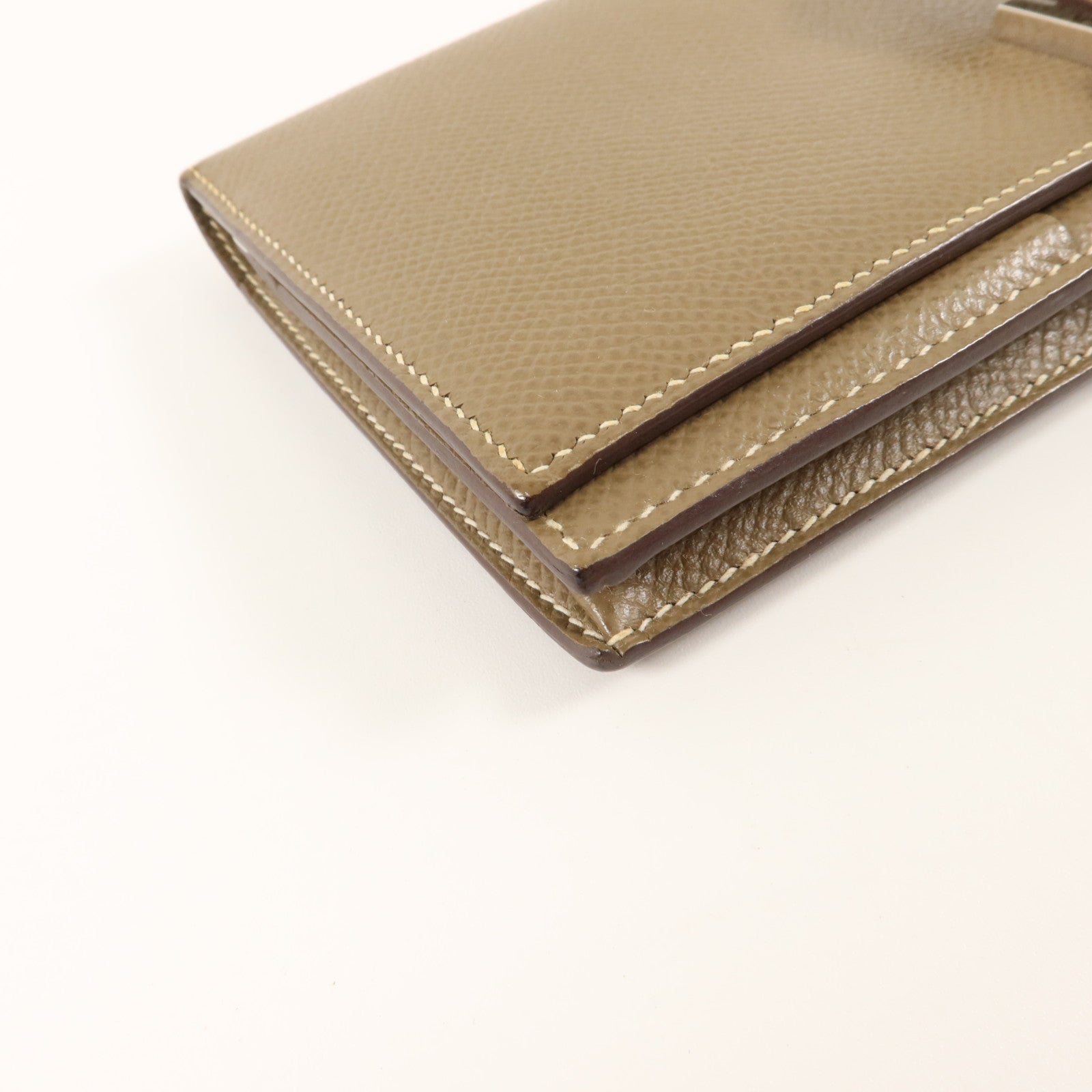 HERMES Epsom皮革Bearn Long Wallet銀扣長錢包Etoupe