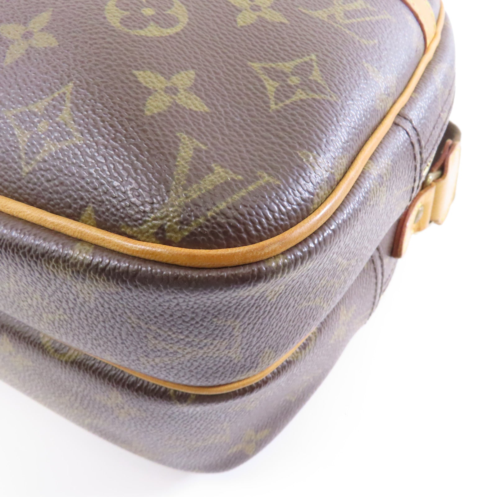 LOUIS VUITTON Monogram Reporter PM金扣肩背袋棕色