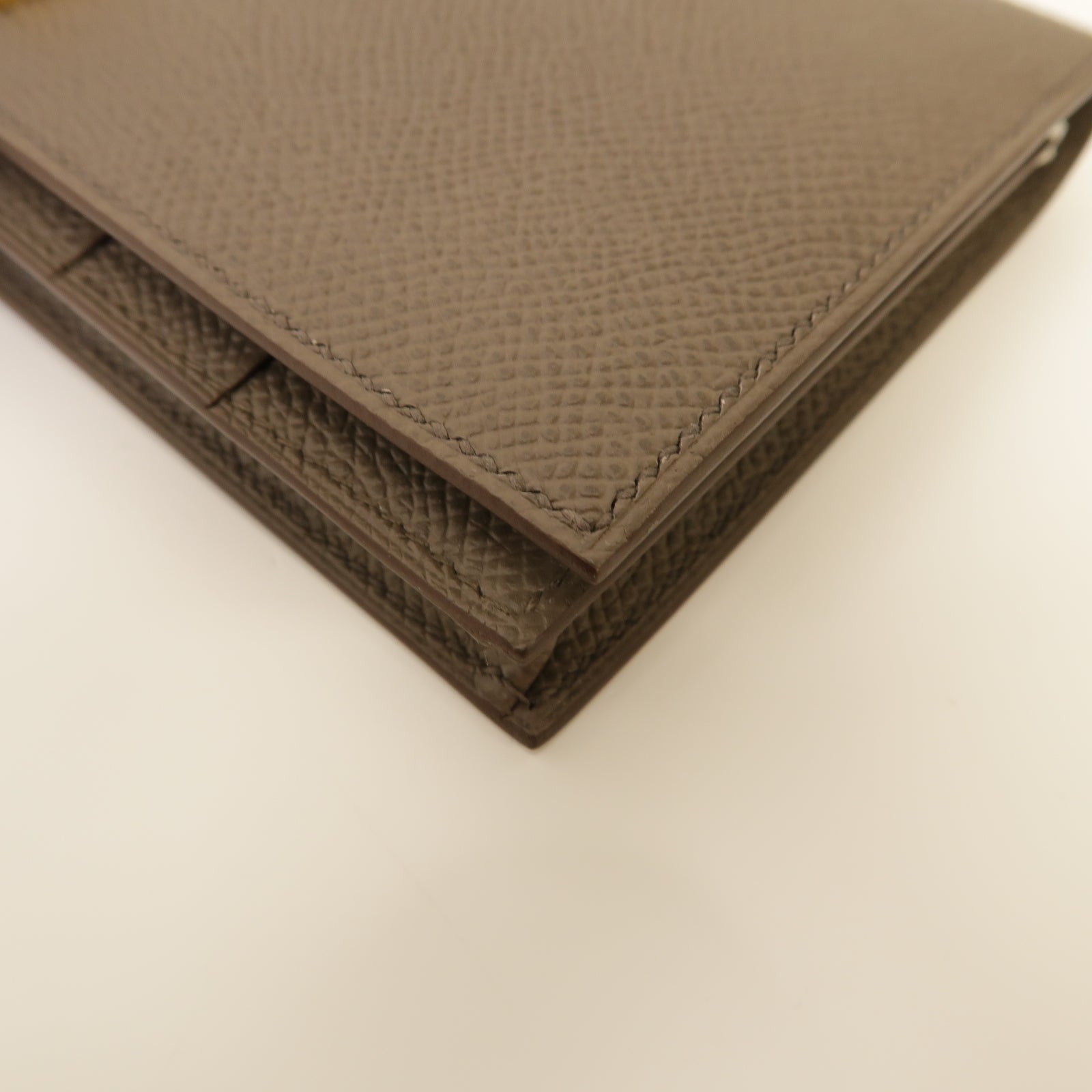 HERMES Epsom皮革Bearn Wallet金扣長錢包灰色