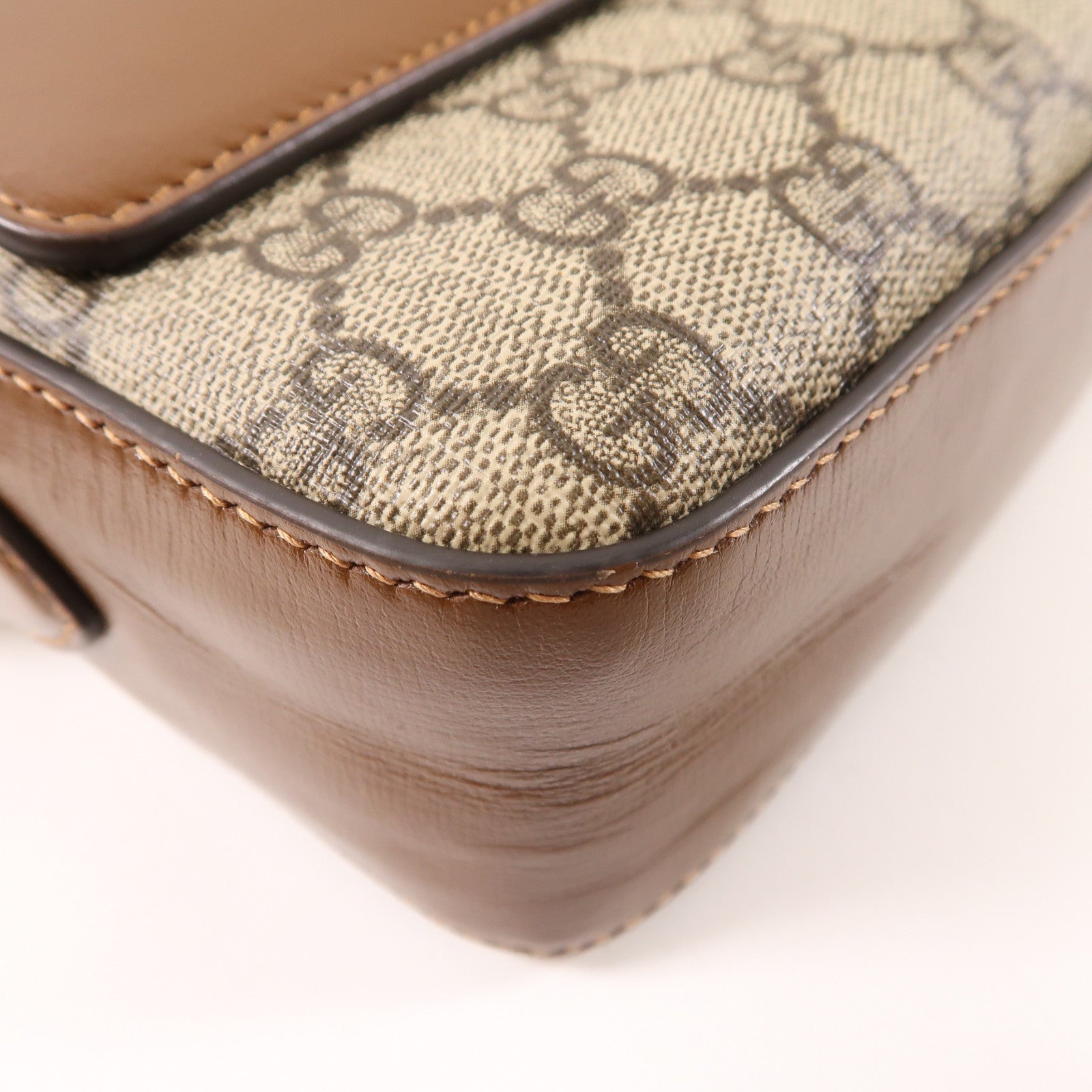 GUCCI 塗層帆布Shoulder Bag金扣肩背袋啡色