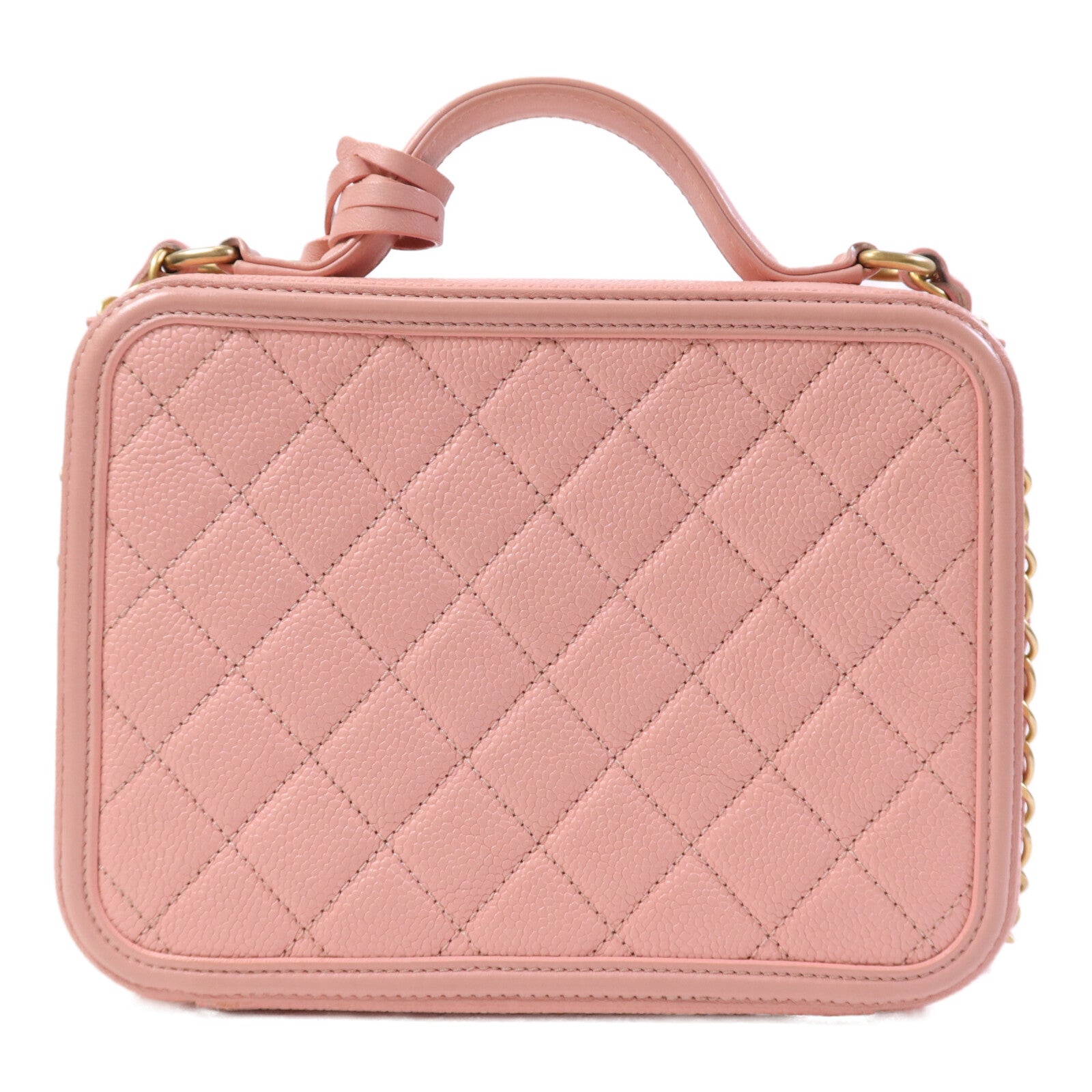 CHANEL 牛皮皮革Vanity Case金扣鏈帶肩背袋
