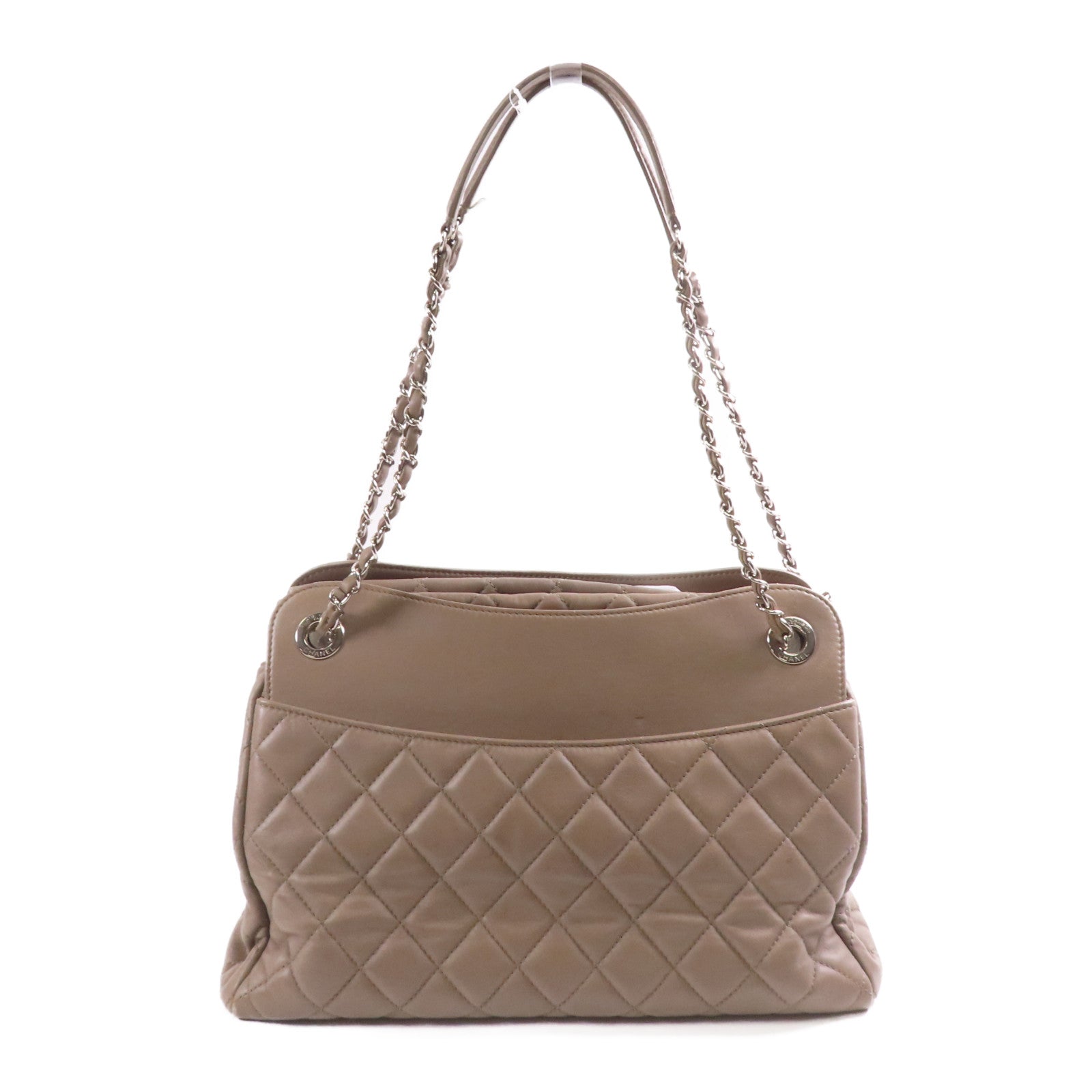 CHANEL 牛皮皮革Chain Shoulder銀扣鏈帶肩背袋