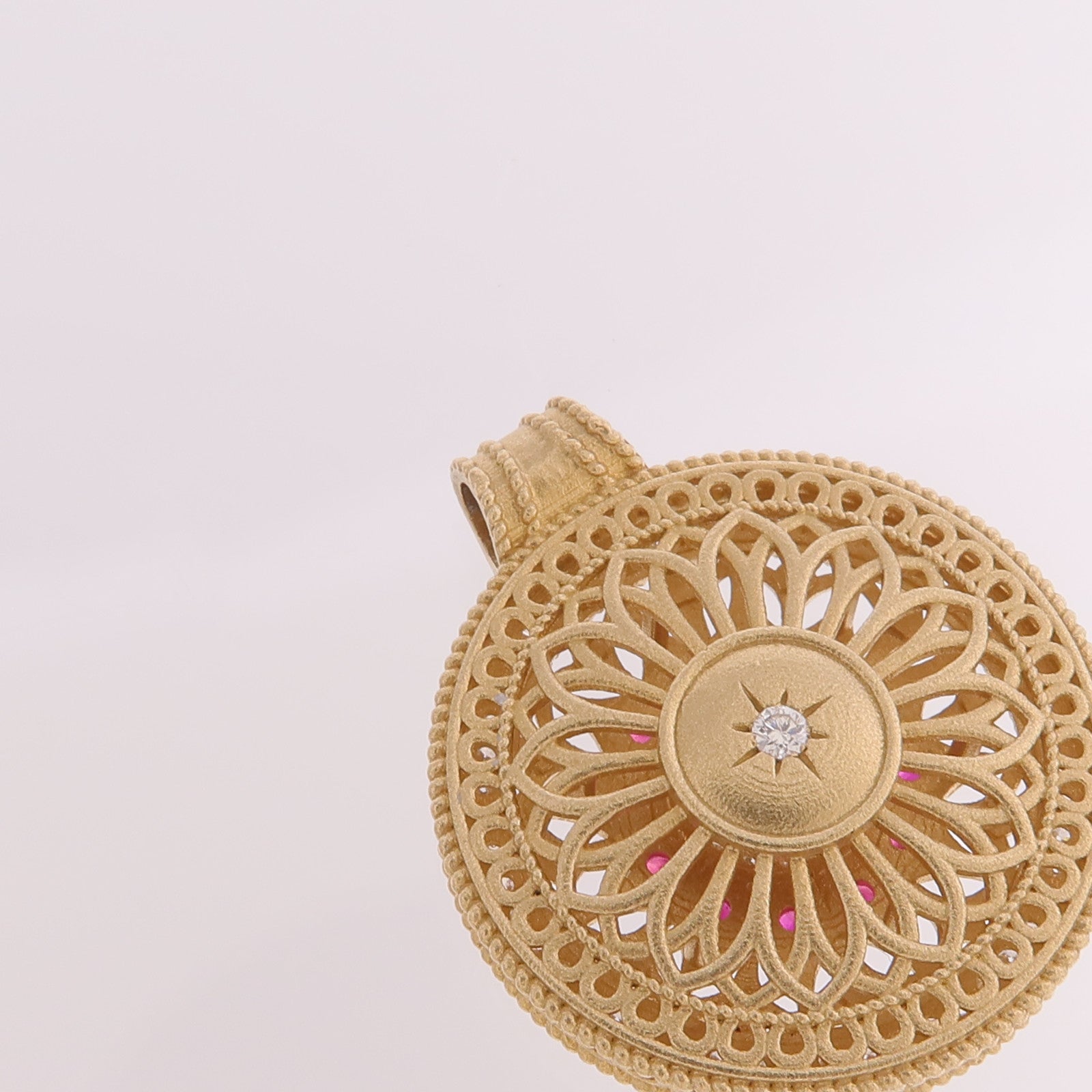 JEWELRY 18K黃金Ruby Pendant Top紅寶石/鑽石吊墜