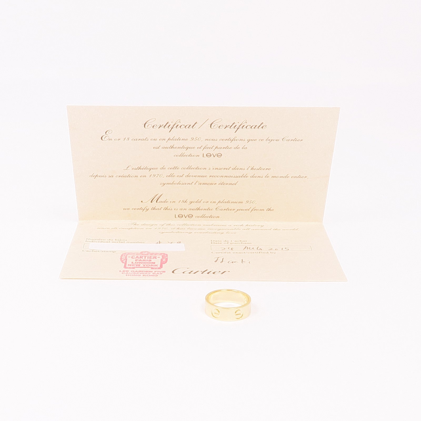 CARTIER 18K黃金Love Ring戒指Cartier#48/US#4.5