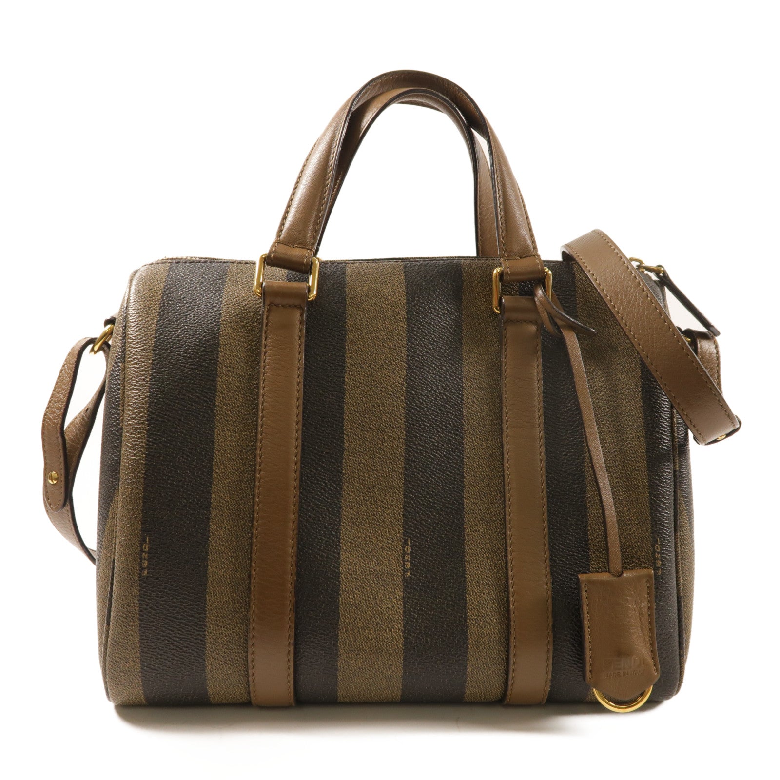 FENDI 塗層帆布Boston Bag金扣手挽肩背兩用袋