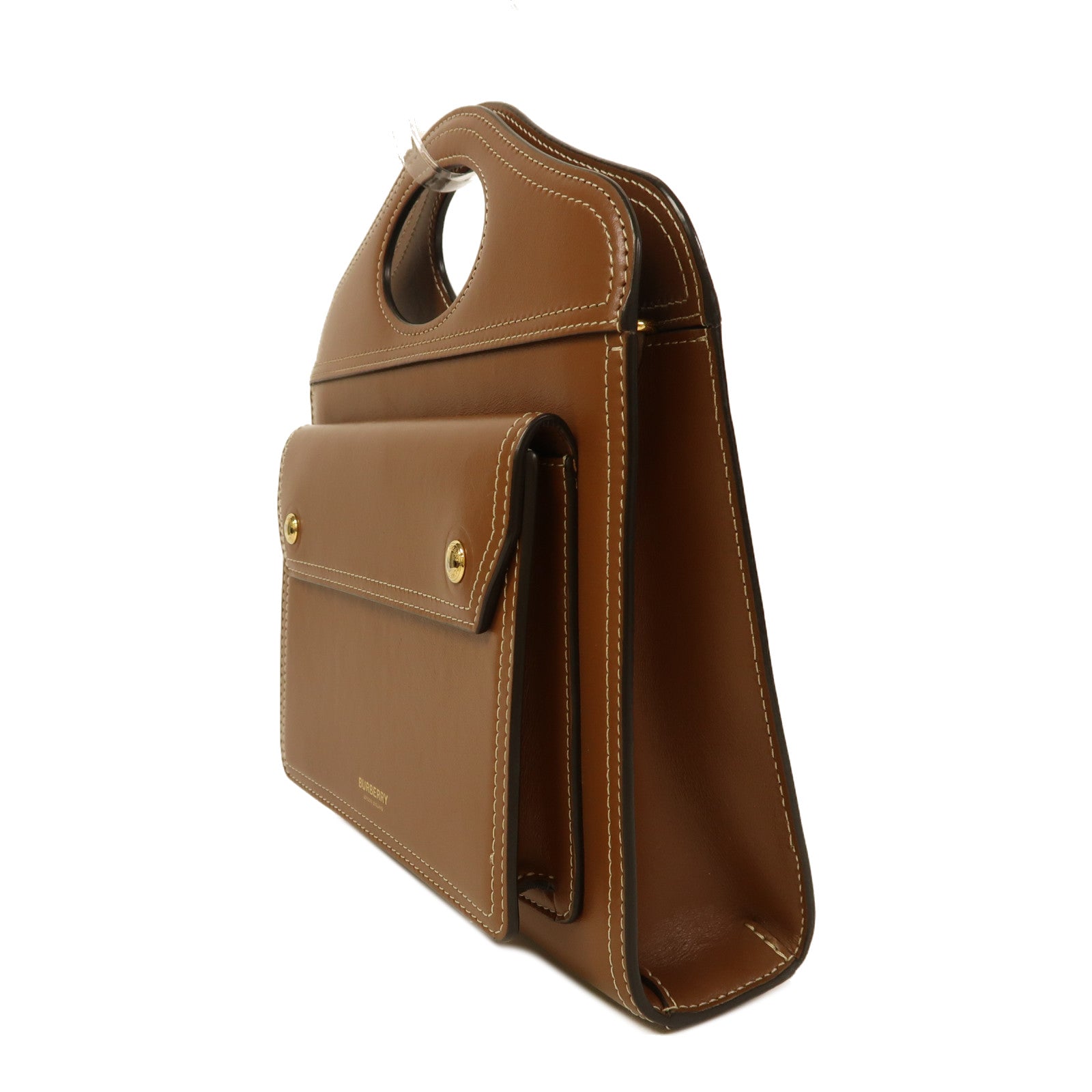 BURBERRY 小牛皮皮革Pocket Bag金扣手挽肩背兩用袋啡色