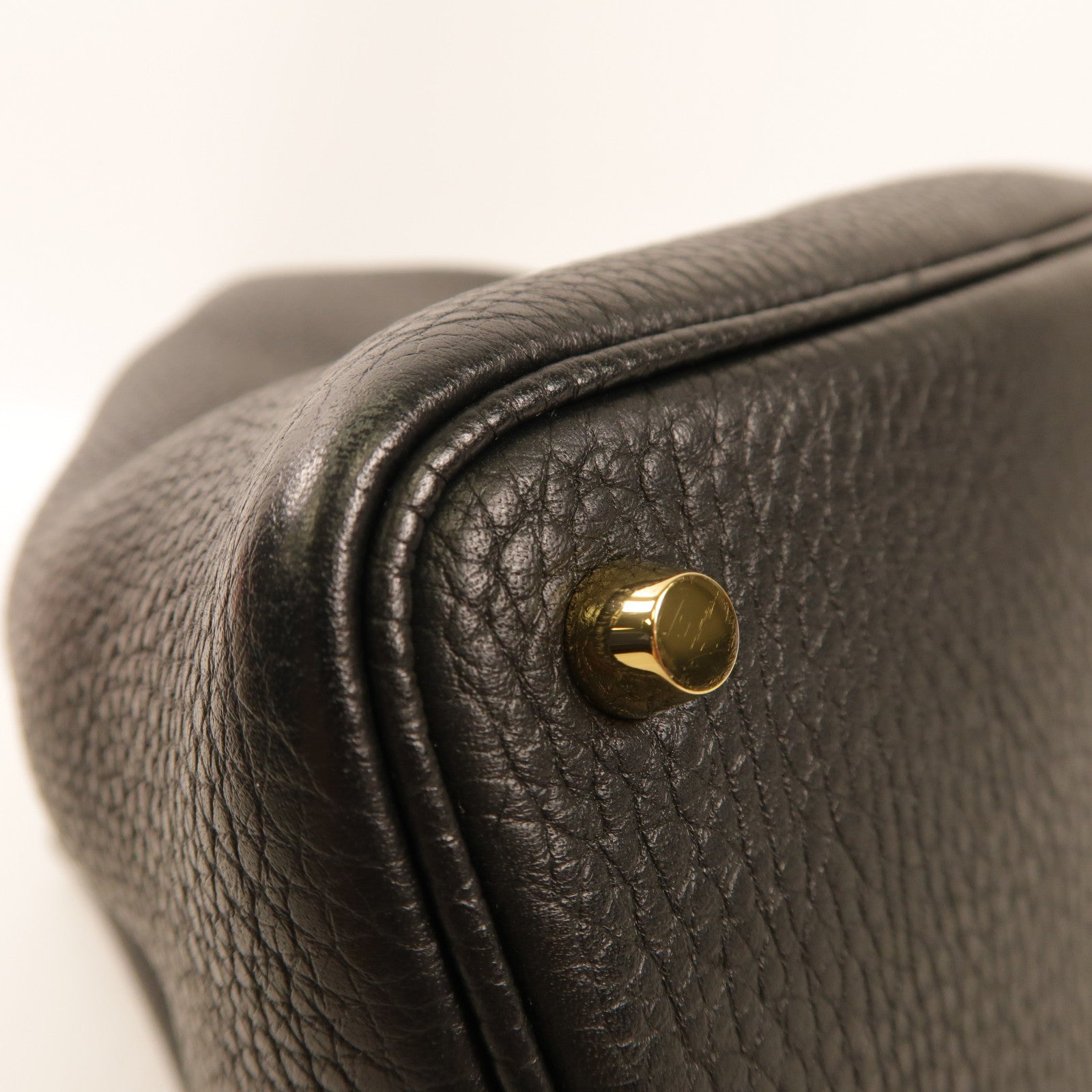 HERMES Clemence皮革Picotin PM手挽袋金扣Noir