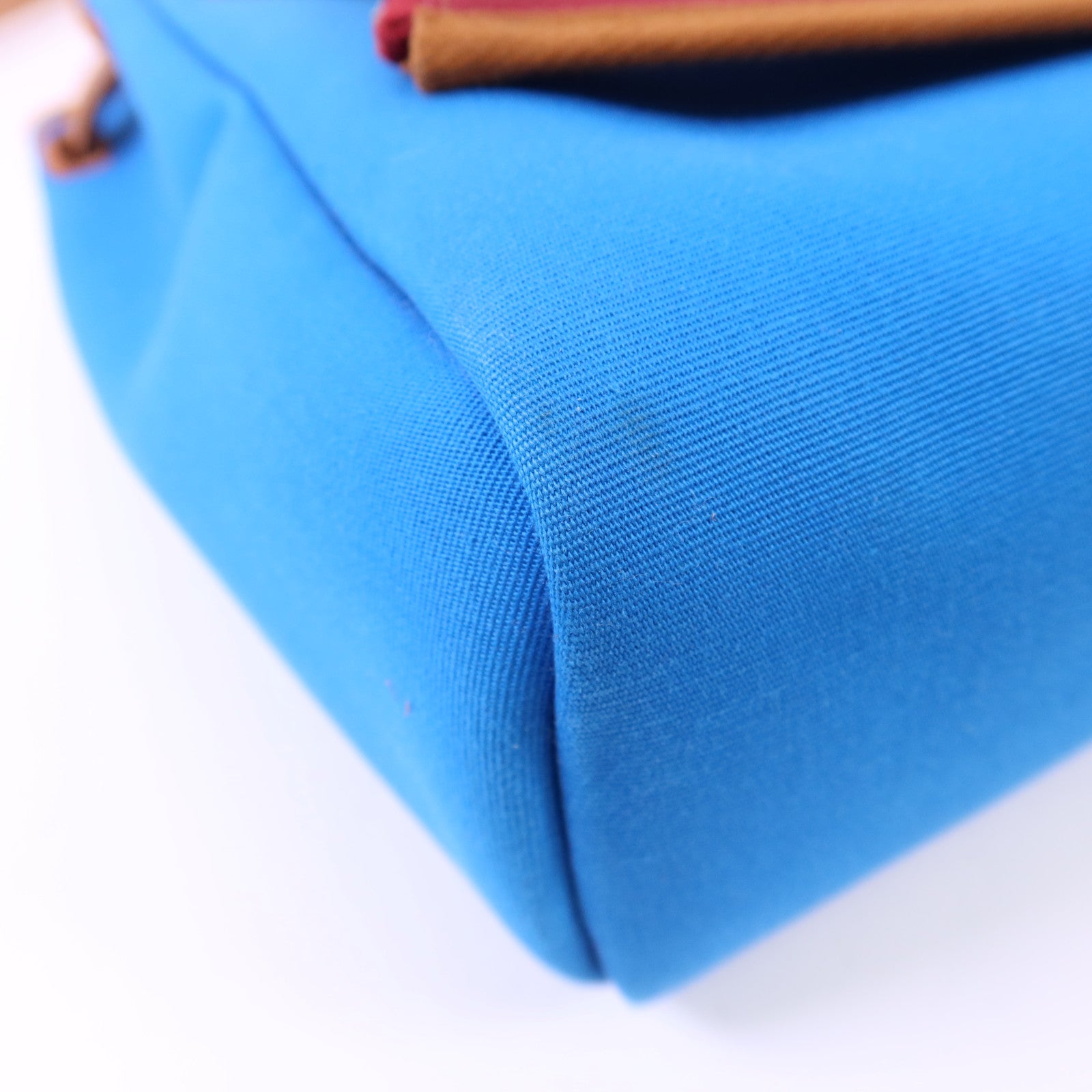 HERMES 帆布Herbag PM銀扣手挽肩背兩用袋Bleu Izmir/Ruby