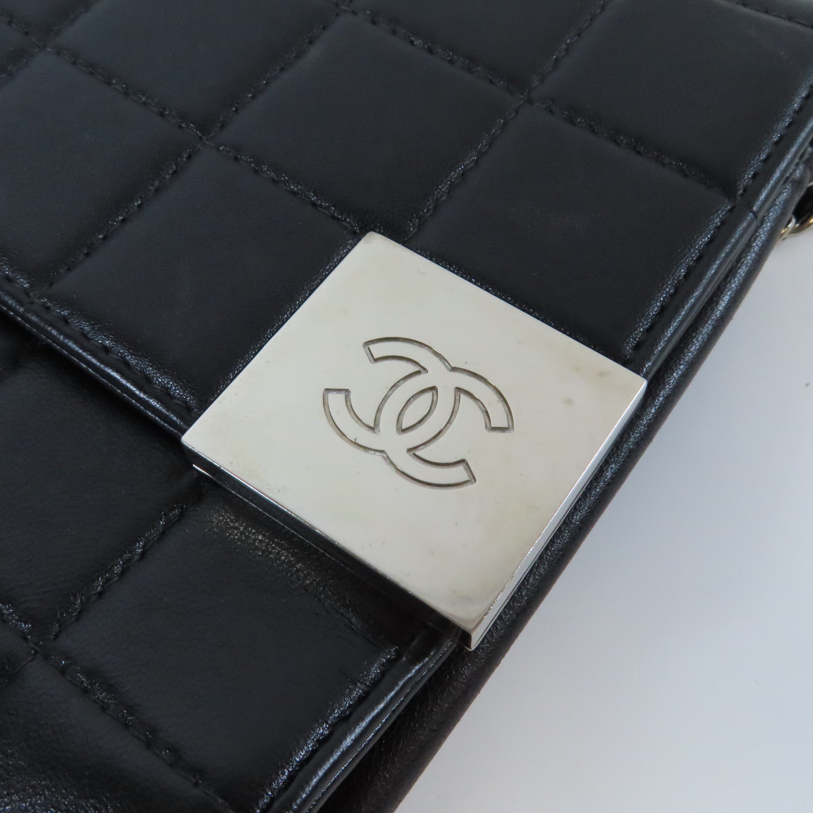 CHANEL 【激減優惠】羊皮皮革Chain Shoulder Bag銀扣鏈帶肩背袋黑色