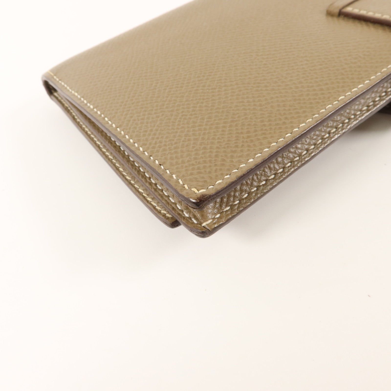 HERMES Epsom皮革Bearn Long Wallet銀扣長錢包Etoupe