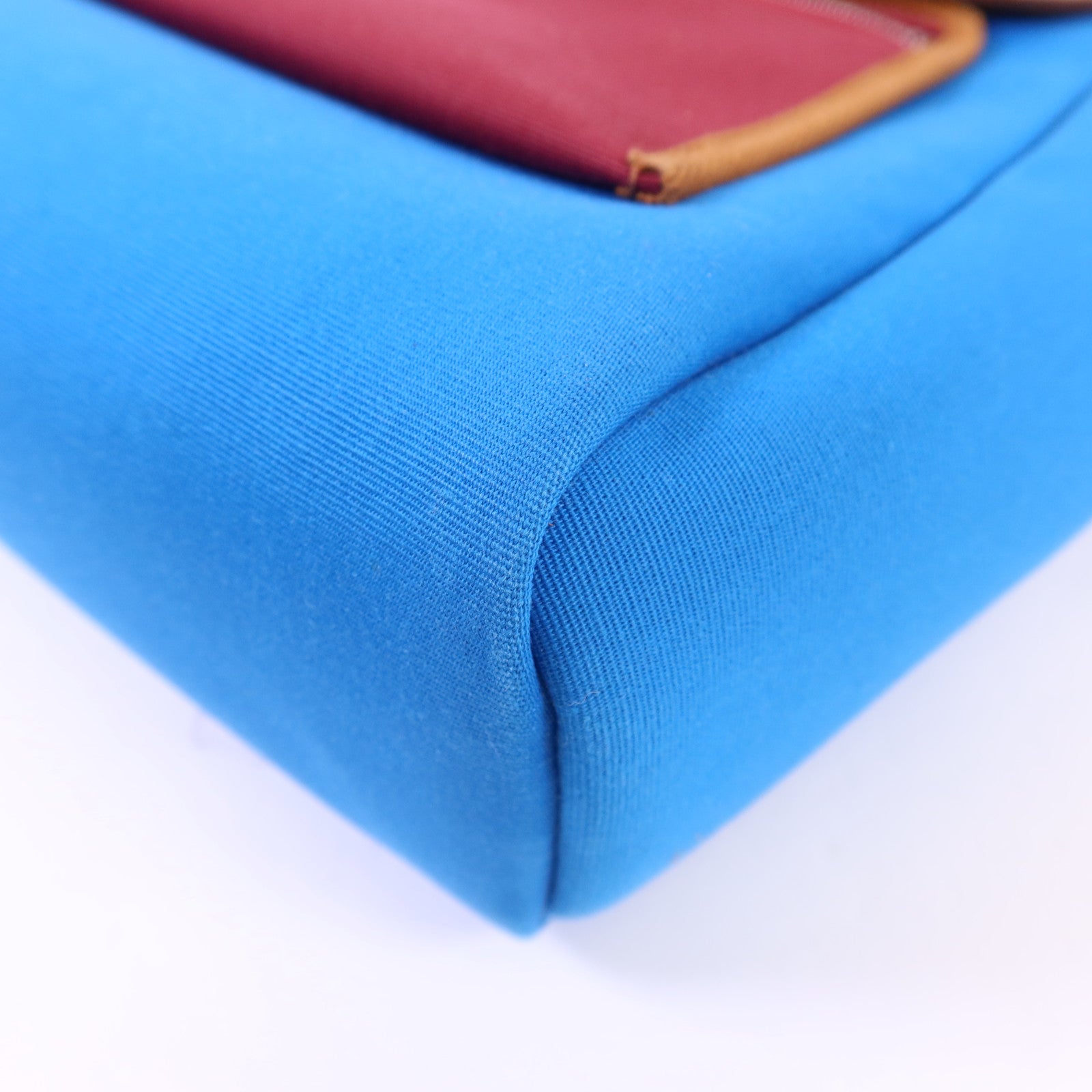 HERMES 帆布Herbag PM銀扣手挽肩背兩用袋Bleu Izmir/Ruby