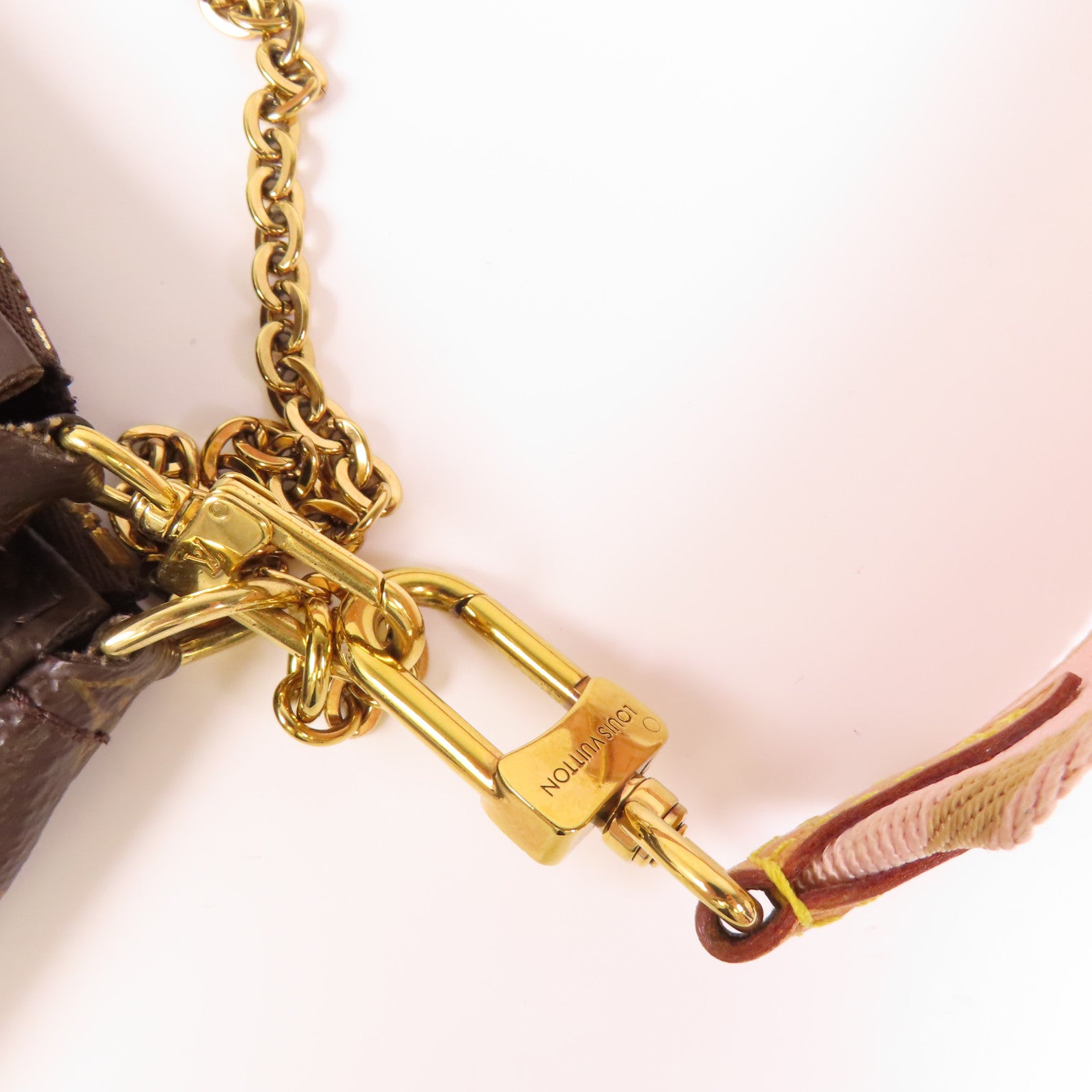 LOUIS VUITTON Monogram Multi Pochette Accessoires金扣手挽肩背兩用袋棕色