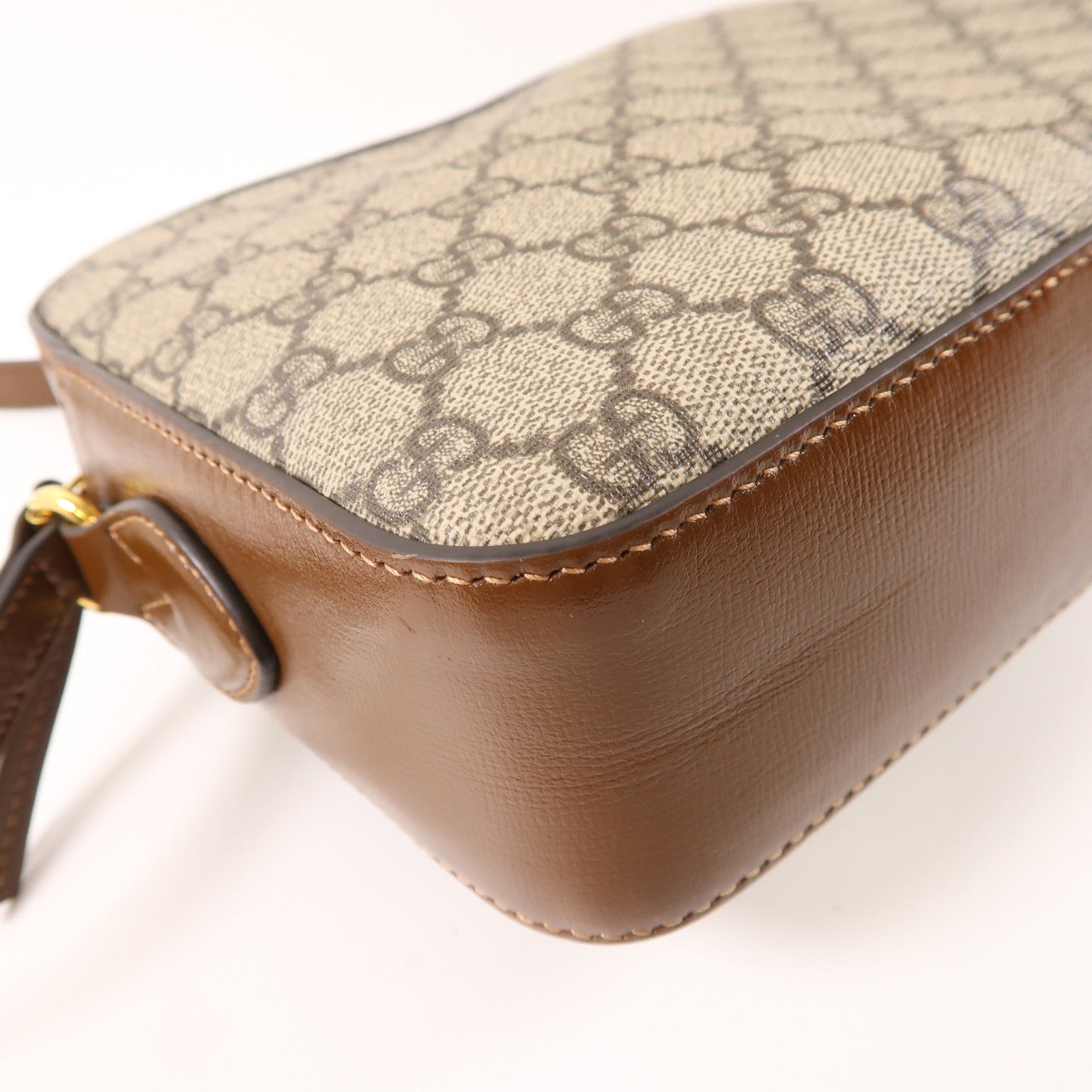 GUCCI 塗層帆布Shoulder Bag金扣肩背袋啡色