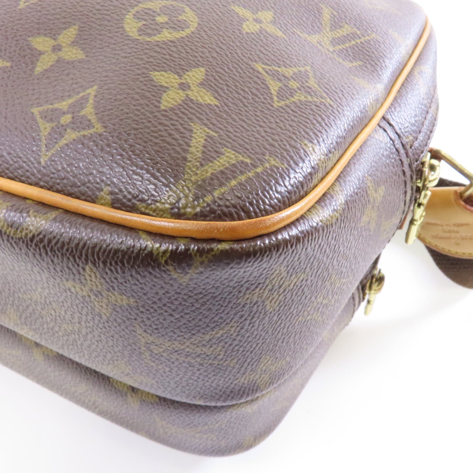 LOUIS VUITTON Monogram Reporter PM金扣肩背袋棕色