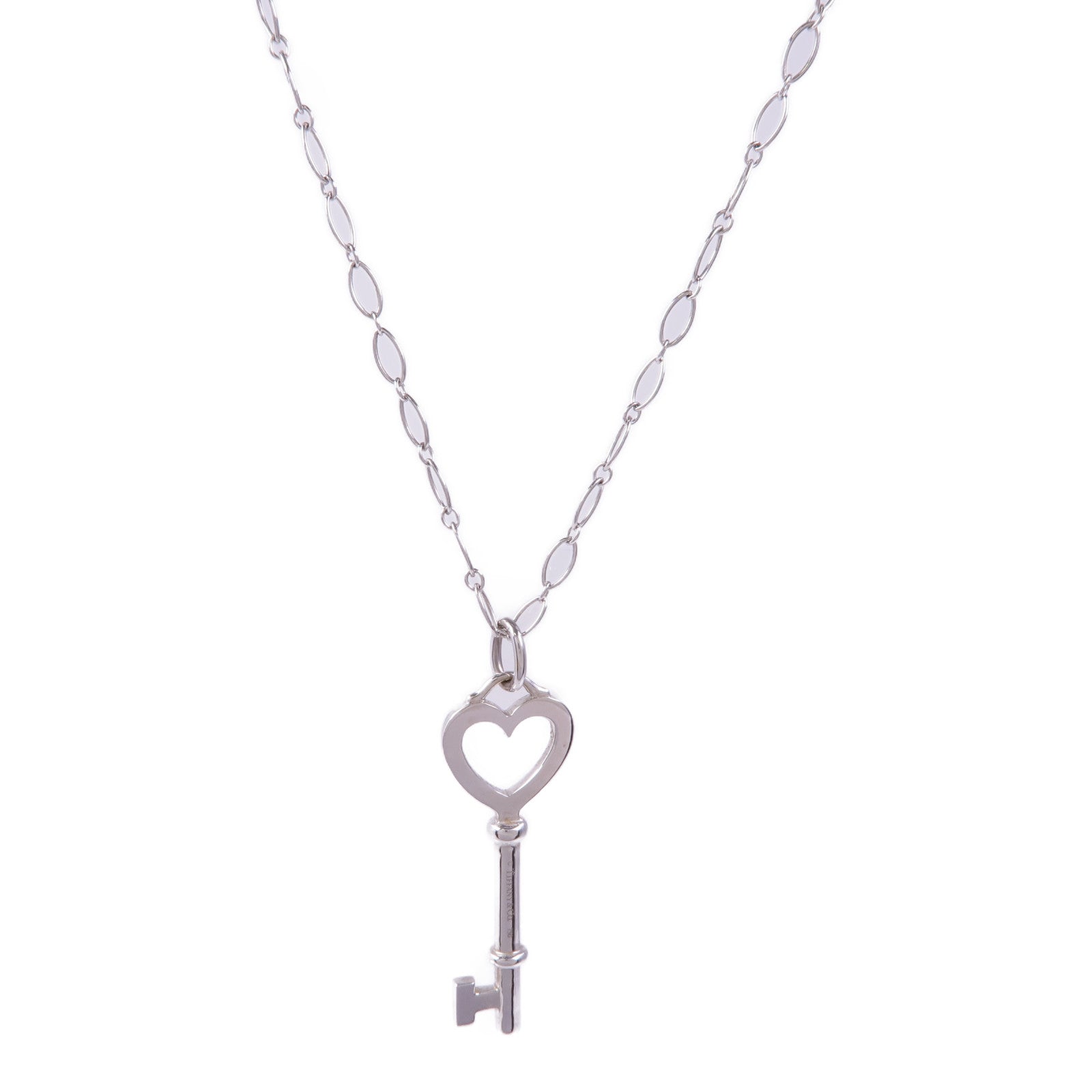 TIFFANY＆CO 18K白金Heart Key Necklace項鍊